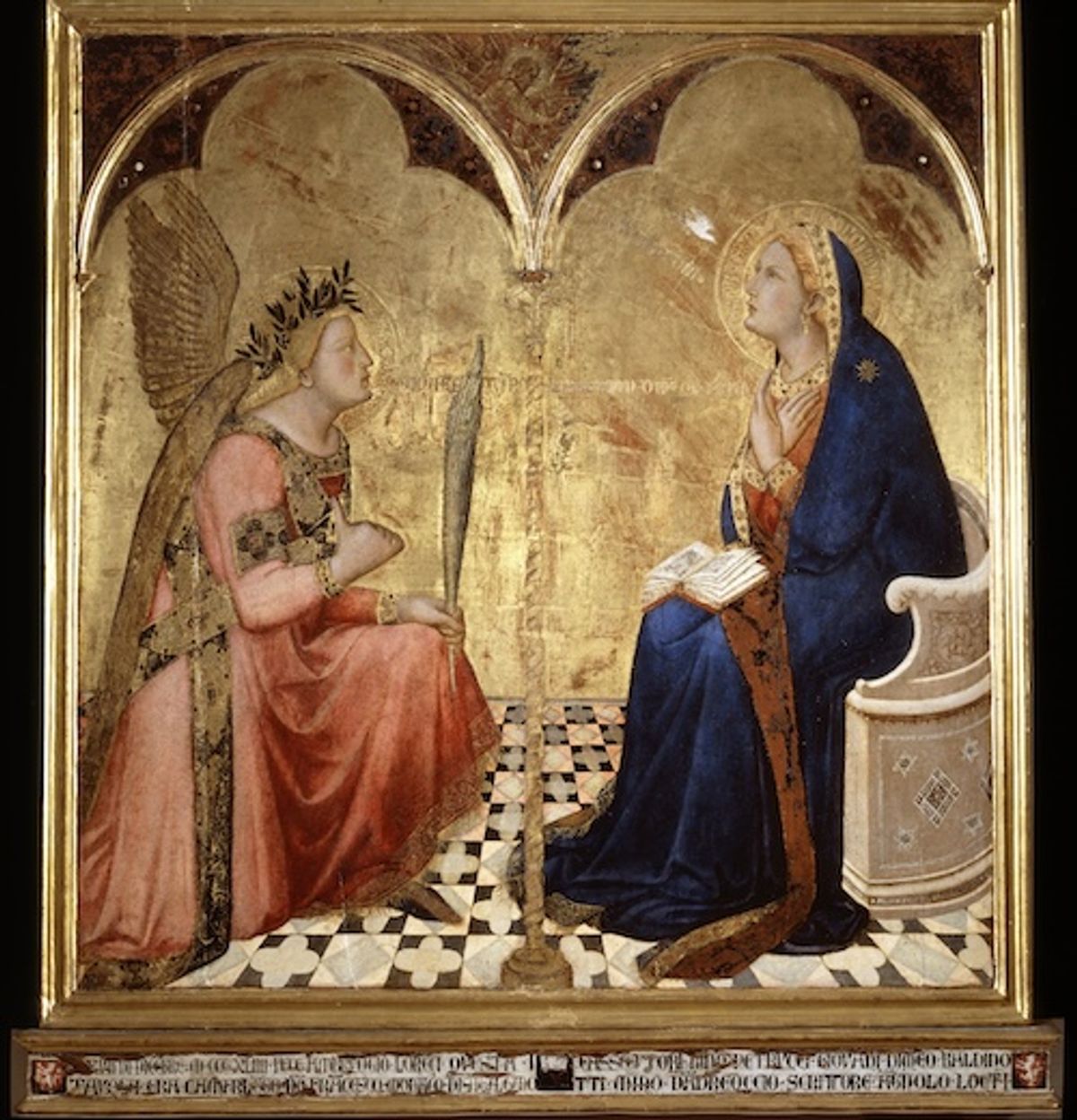 Ambrogio Lorenzetti, L’Annonciation, 1344, tempera et feuille d’or sur panneau, Pinacoteca Nazionale, Sienne.

Photo Studio Lensini Siena