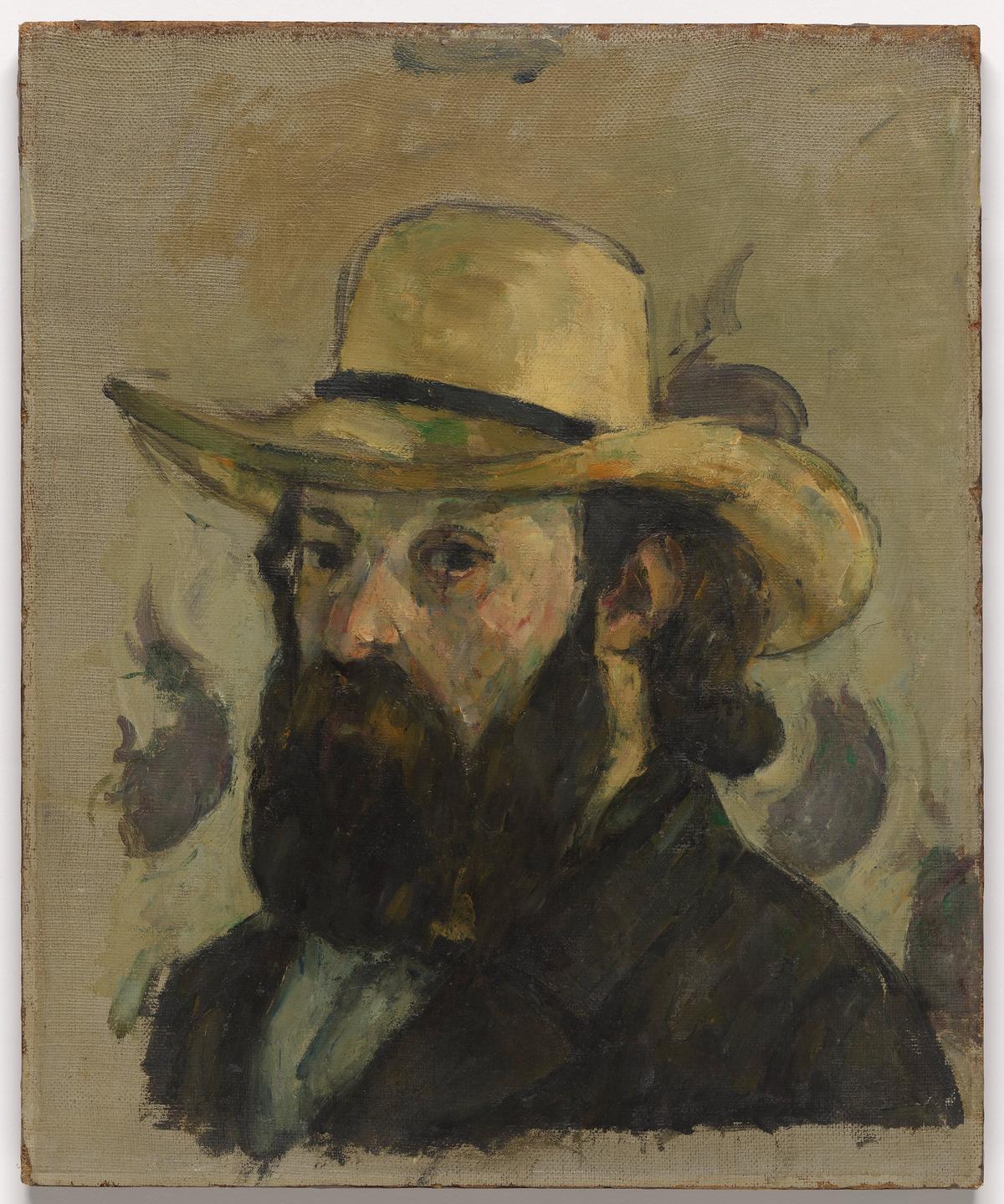 Paul Cezanne, Portrait de l'artiste au chapeau de paille, 1878–1879, huile sur toile, 34,9 x 28,9 cm. The Museum of Modern Art, New-York, États-Unis. The William S. Paley Collection. Acheté à la William S. Palley Foundation, 1990. © 2023. Digital image, The Museum of Modern Art, New York/Scala, Florence