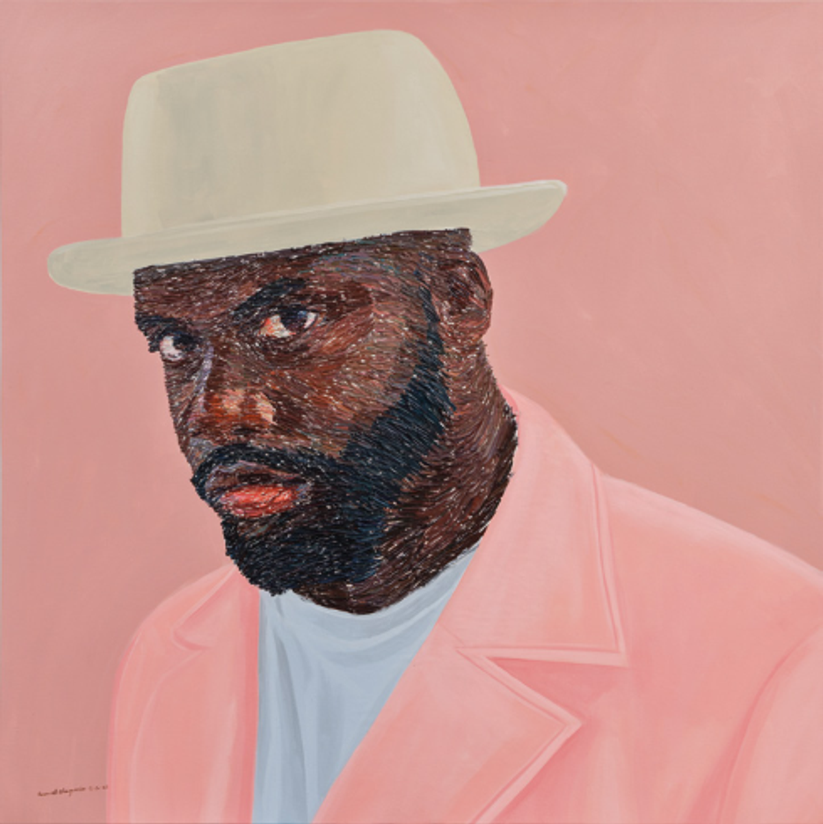 Samuel Olayombo, William Reeves, 2022, huile sur toile. Courtesy de l’artiste et galerie Zidoun-Bossuyt