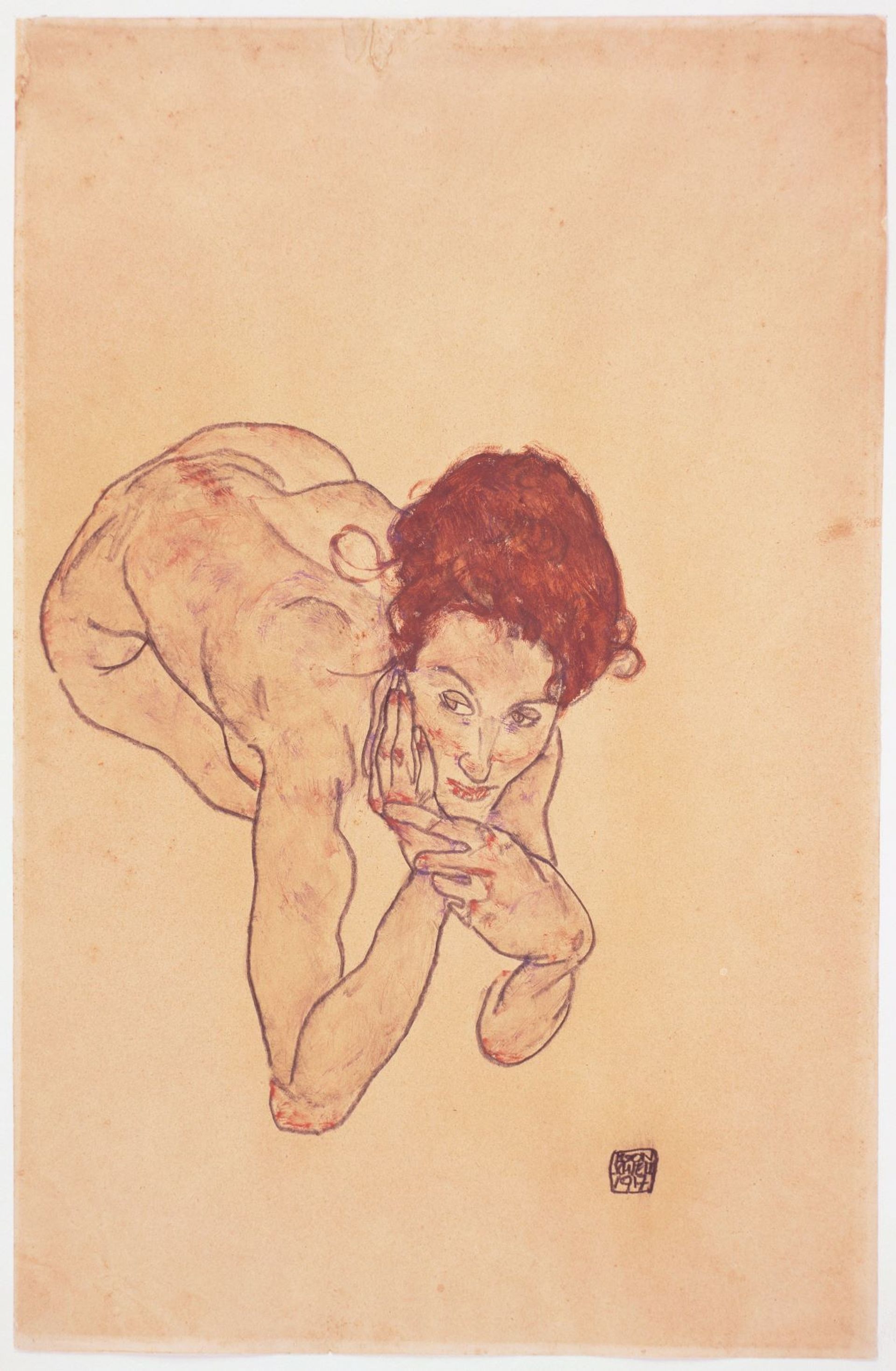 Egon Schiele, Femme nue accroupie [Kauernder weiblicher Akt], 1917. Courtesy Museum Ludwig, Cologne, D.R.