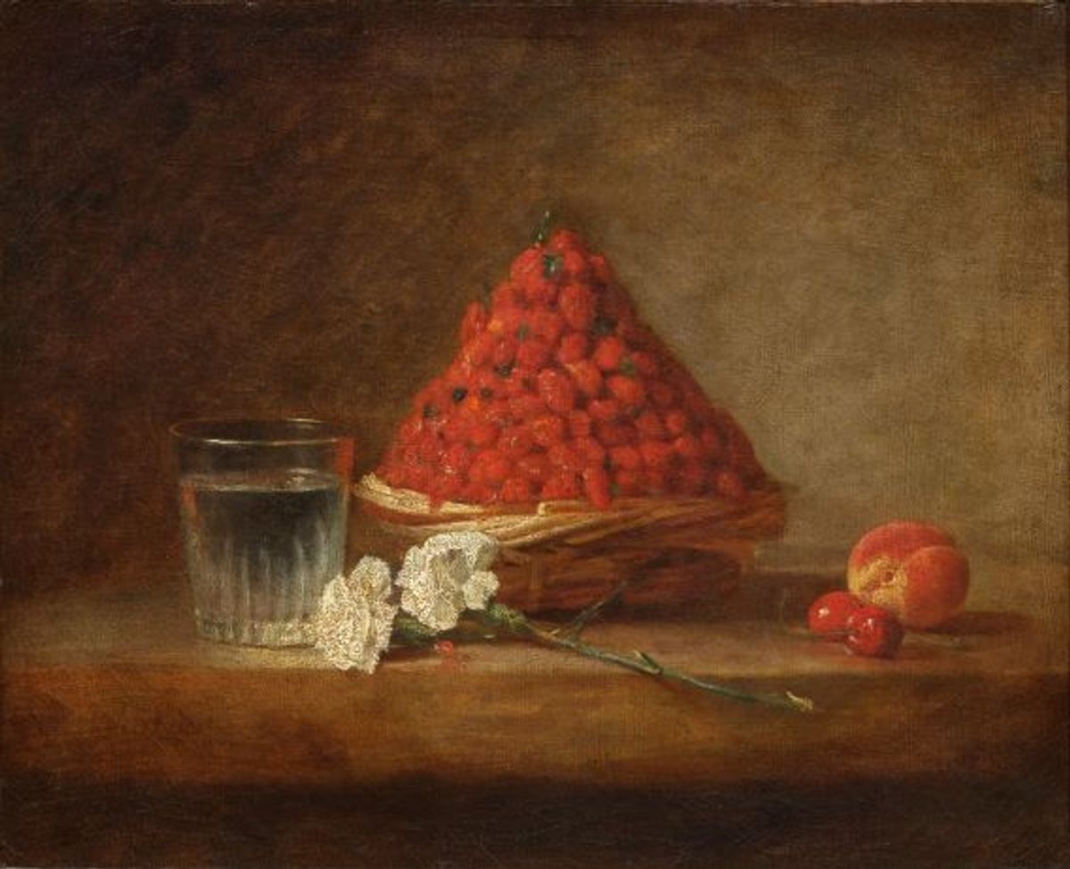 Jean-Baptiste Siméon Chardin (1699-1779), Le panier de fraises des bois, huile sur toile, Signée «Chardin» en bas à gauche, 38×46 cm. Estimation : 12 000 000 – 15 000 000 d’euros. Courtesy Artcurial, D.R.
