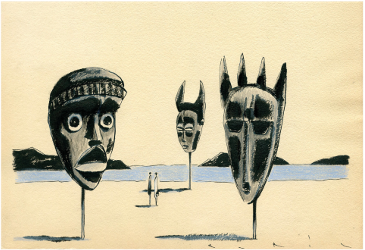 Œuvre sur papier à l’encre de Chine et au crayon de François Avril pour Parcours des Mondes, 2024. Courtesy de l’artiste et de la galerie Huberty & Breyne