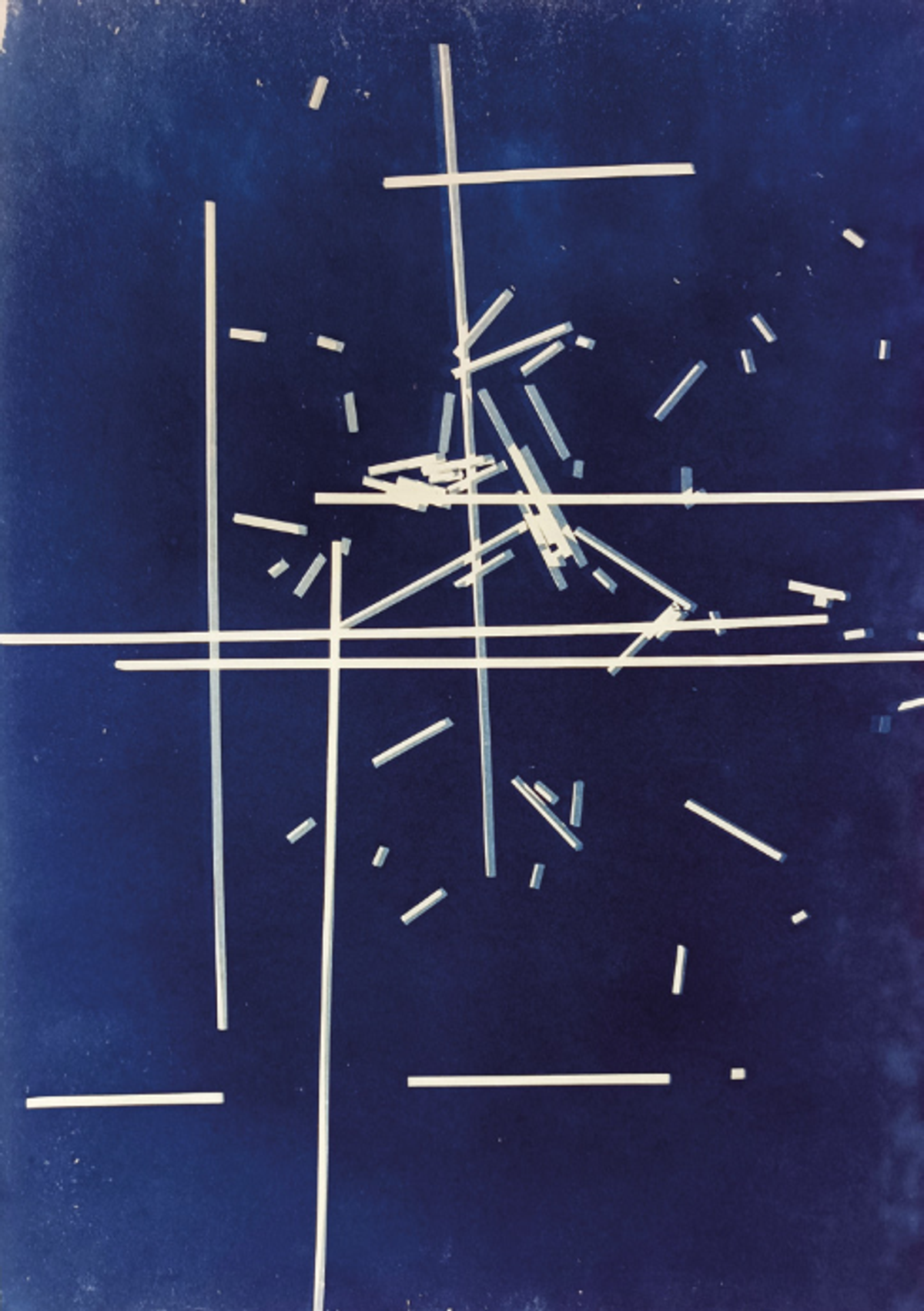 Vera Molnar, Hommage à Kepes, 2022, cyanotype. © Vera Molnar. Courtesy Galerie 8+4, Paris