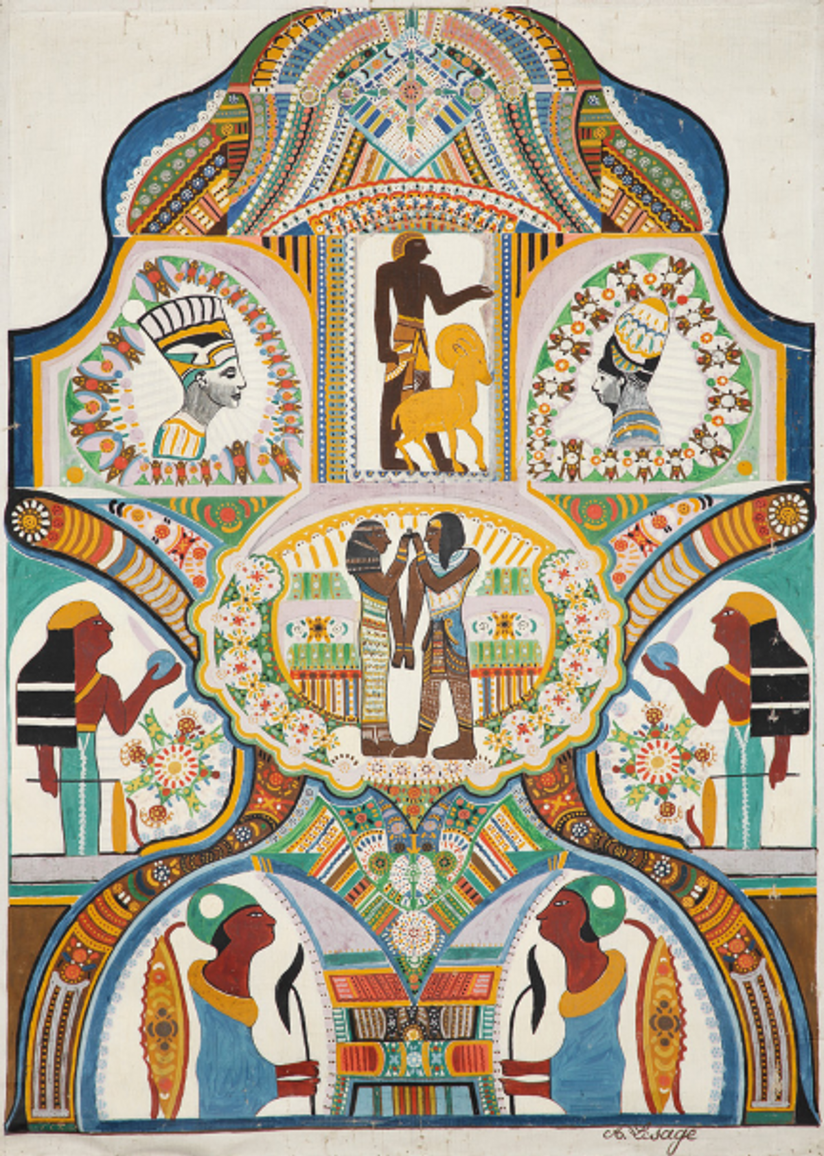 Augustin Lesage, Sans titre (Composition aux Égyptiens), s.d., huile sur toile, est. 20000-30000 euros. © Tajan