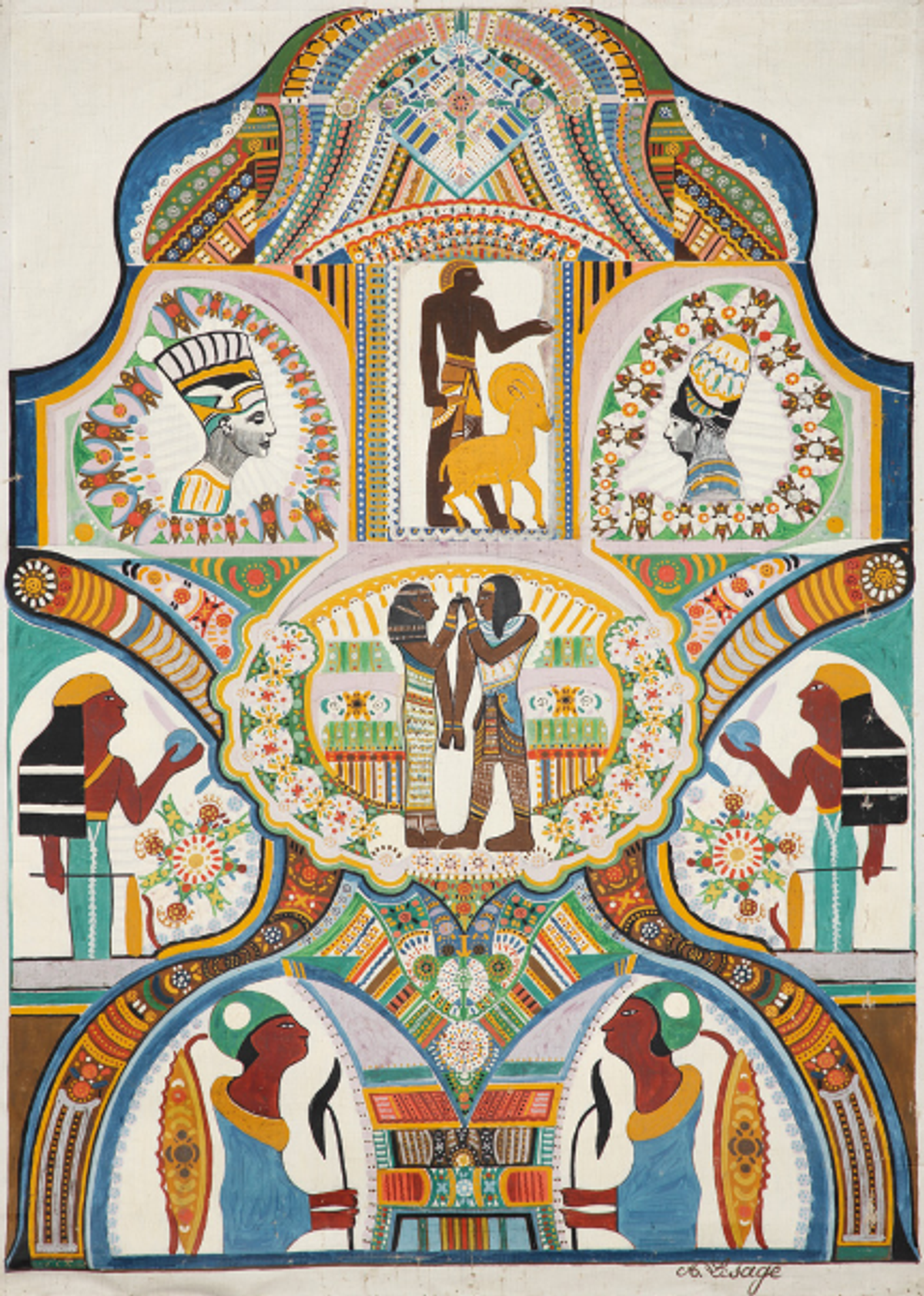 Augustin Lesage, Sans titre (Composition aux Égyptiens), s.d., huile sur toile, est. 20000-30000 euros. © Tajan