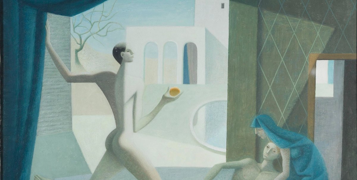 Jacques Azéma, Garçon à l’orange, 1960, Gouache sur carton. © Collection privée, Casablanca