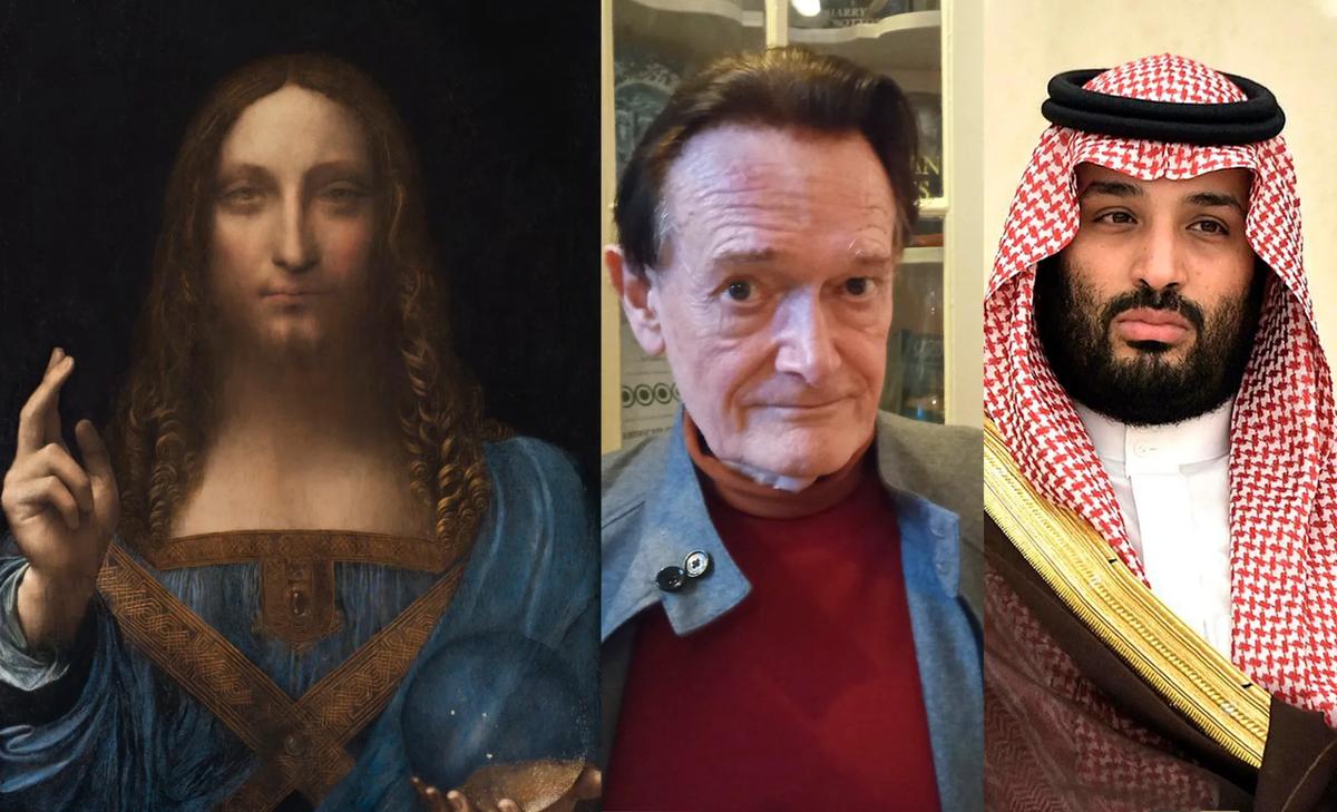 De gauche à droite : Léonard de Vinci, Salvator Mundi. © Christie’s Images Ltd Martin Kemp. © JuddFRight Mohammed ben Salman. © Kremlin.ru