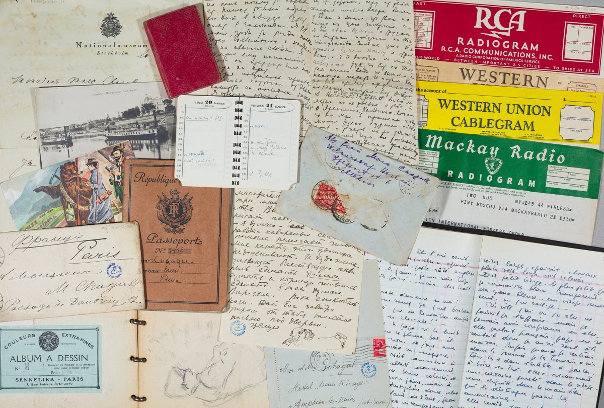 Un ensemble d'archives de Marc Chagall. © Archives Marc et Ida Chagall, Paris