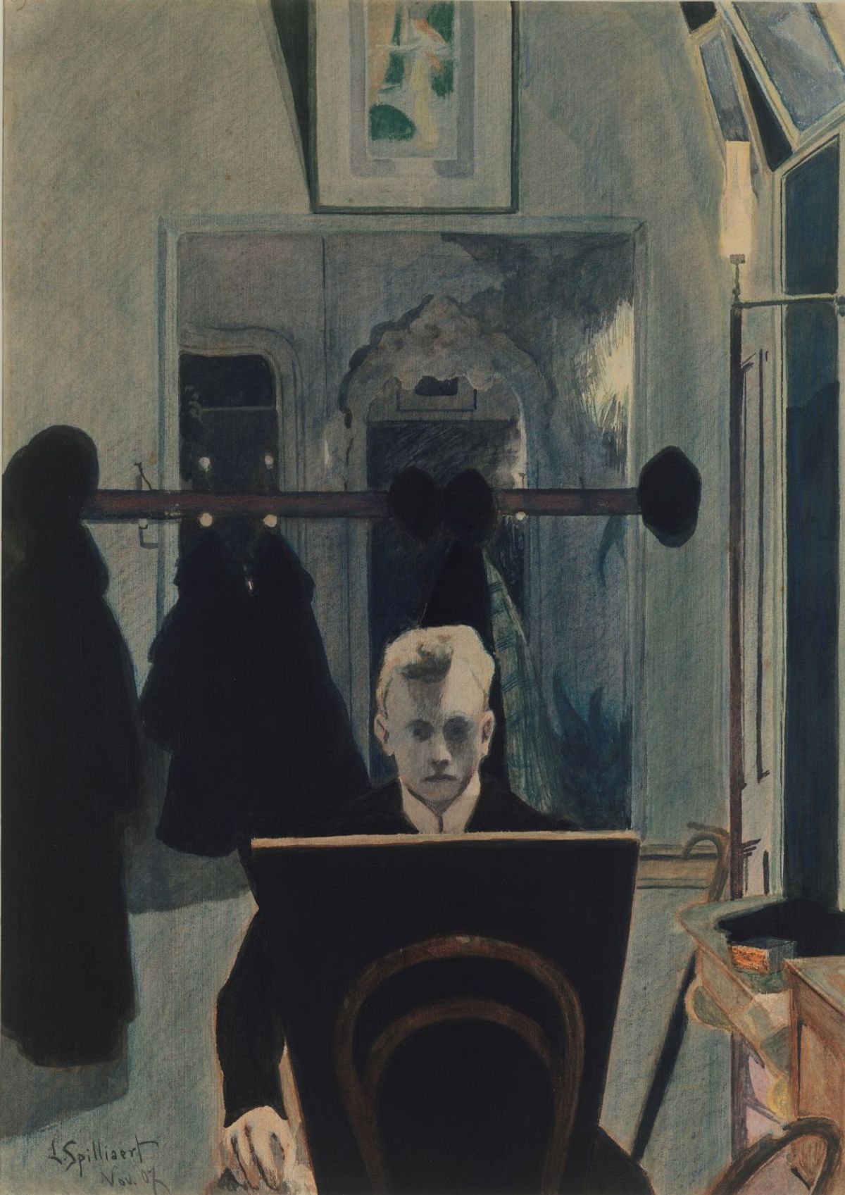 Léon Spilliaert, Autoportrait, 1907, lavis d’encre de Chine, pinceau, crayon de couleur et aquarelle sur papier, The Metropolitan Museum of Art, New York. © The Metropolitan Museum of Art, dist. RMN-Grand Palais/image of the MMA