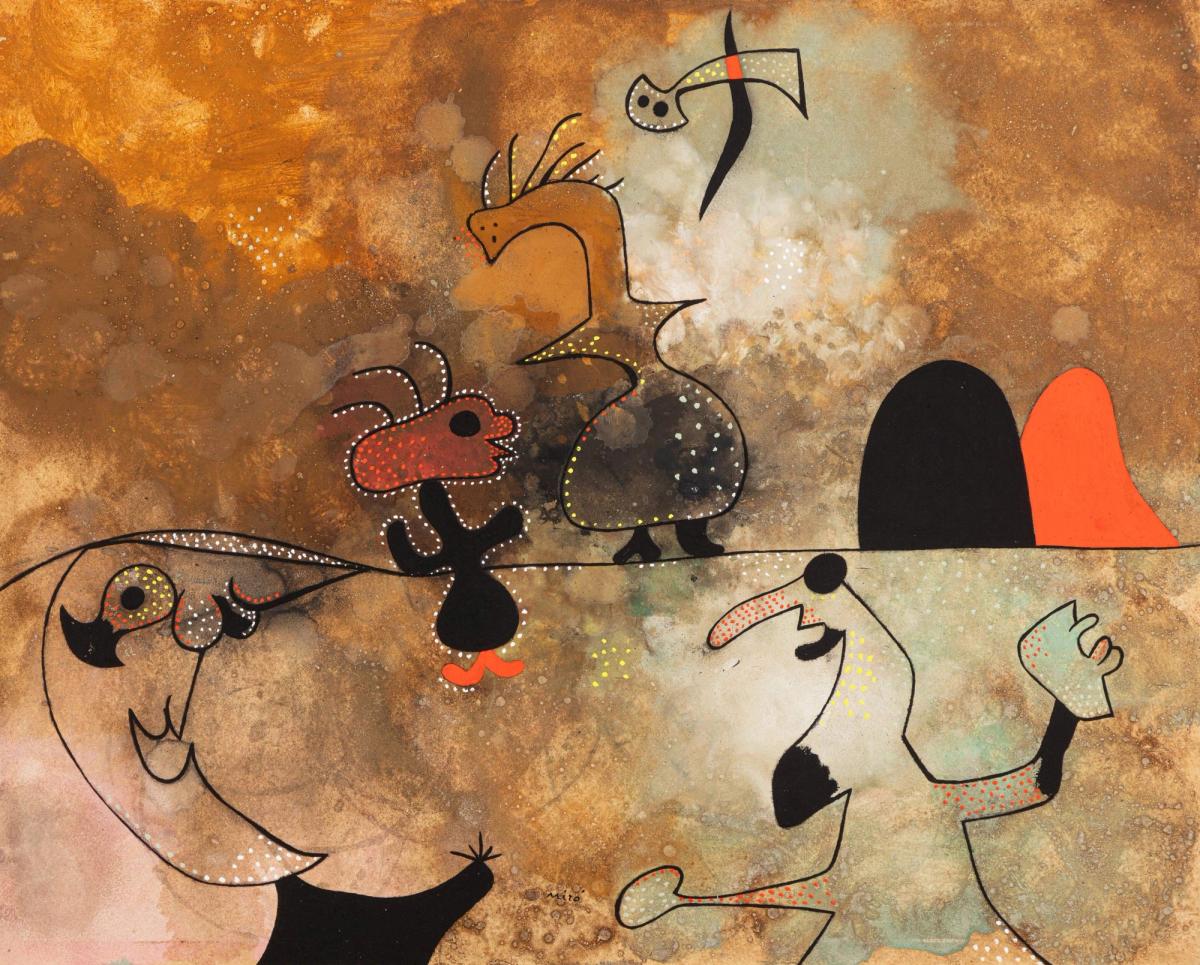 Joan Miró, L’oiseau du matin, 1939, gouache sur papier, est. 1,5-2 million(s) d’euros. © Sotheby’s