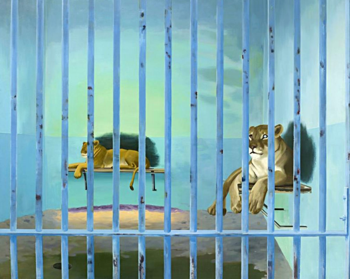 Gilles Aillaud, Cage aux lions, 1967. T&C collection, courtesy galerie Loevenbruck, Paris