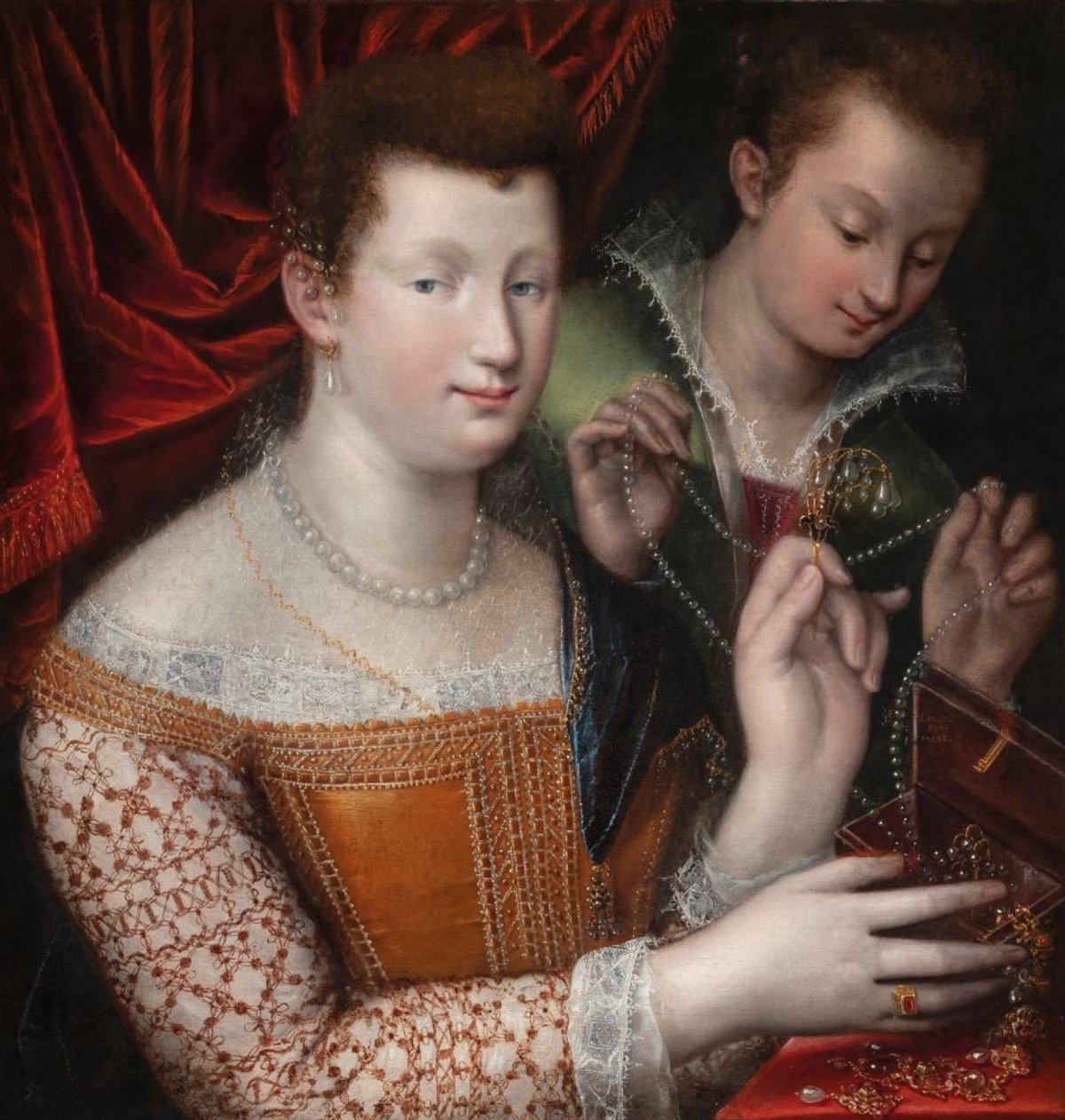 Lavinia Fontana, Portrait d’Isabella Ruini Angelelli avec une dame d’honneur, 1592, huile sur toile. Courtesy de Colnaghi