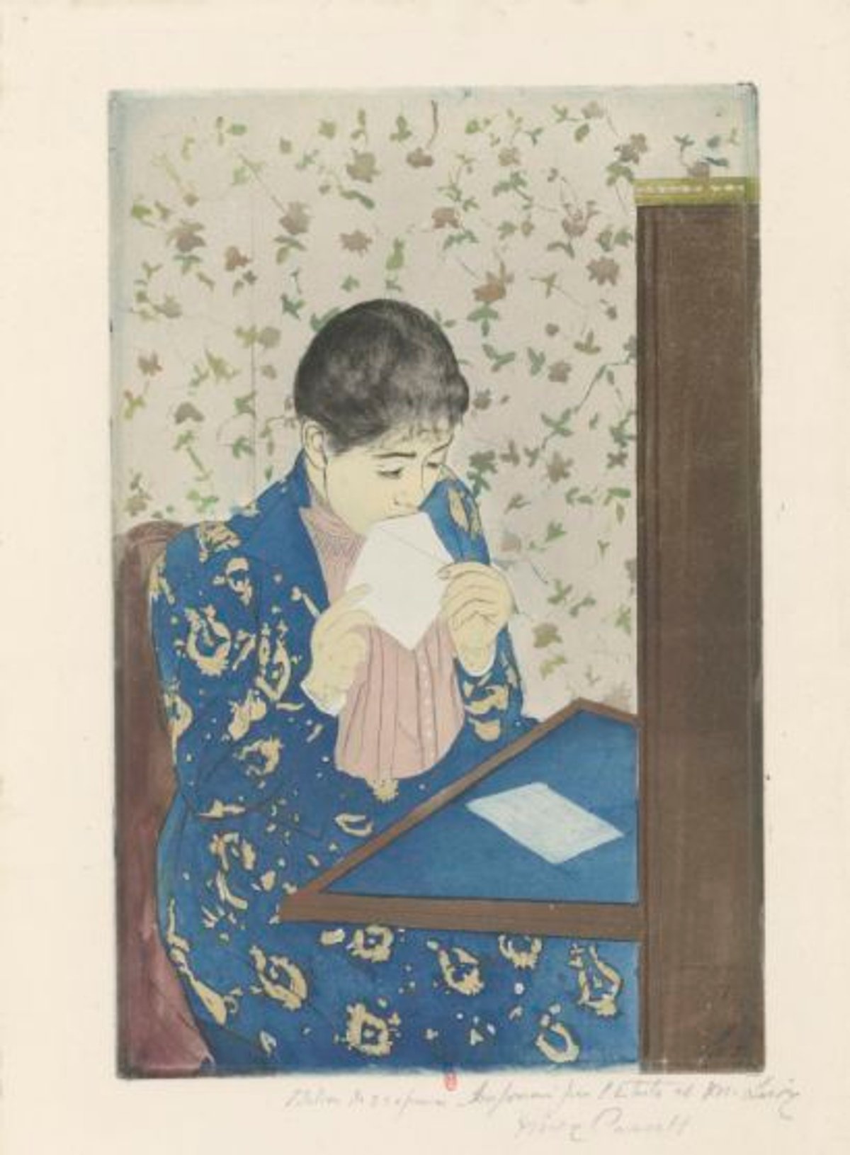 Mary Cassatt, La Lettre, pointe sèche et aquatinte en couleurs, 1890-1891. © Gallica / BnF