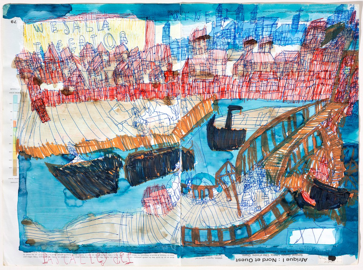 Pascal Leyder, Sans titre, techniques mixtes sur papier, 50 x 70 cm.
Courtesy Escale Nomade, Paris, collection Florence et Daniel Guerlain. Photo : André Morin