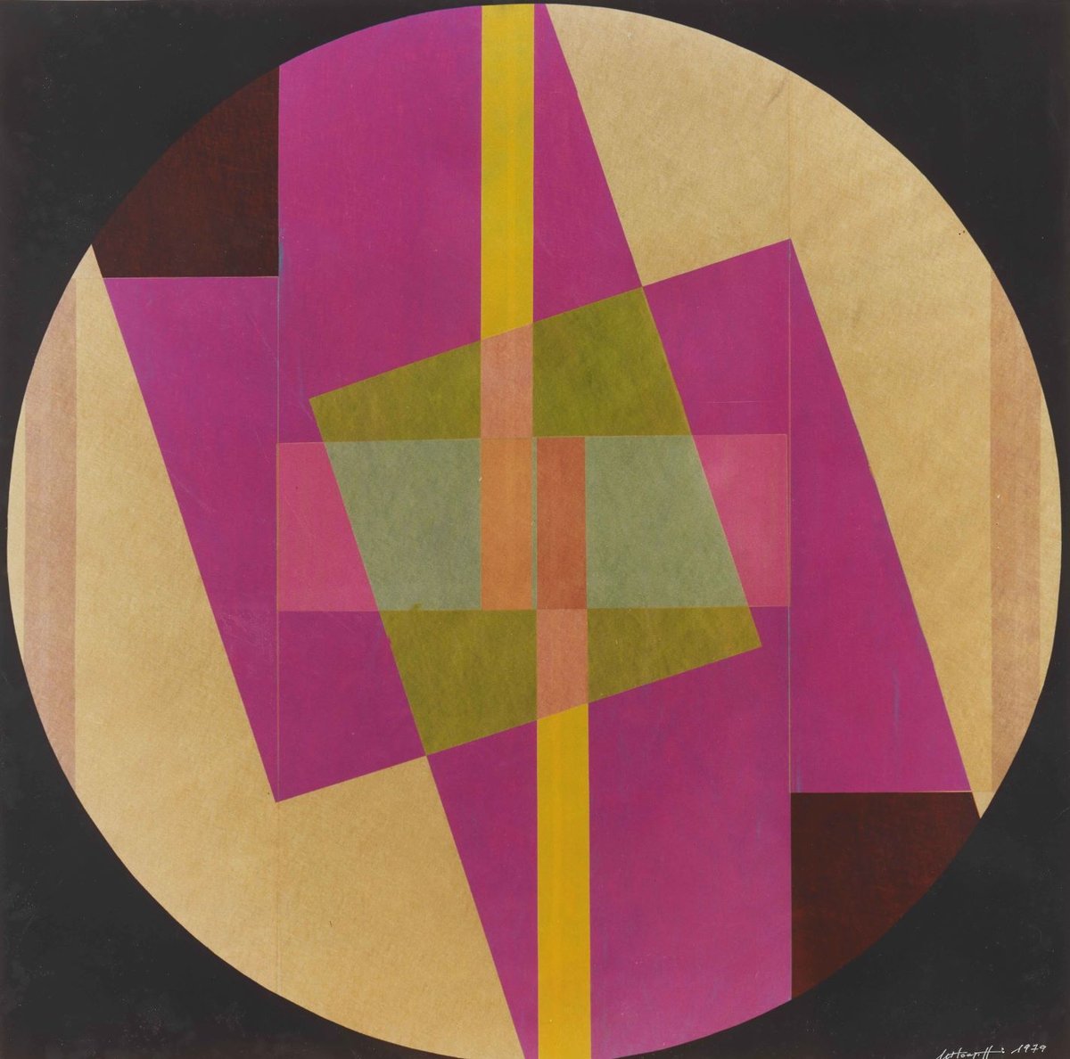 Marta Hoepffner, Räumliche Strukturen, Variation II (pupur), 1979, image interférente en couleurs à la lumière polarisée, Stadtmuseum Hofheim am Taunus, Hofheim am Taunus. © Estate Marta Hoepffner