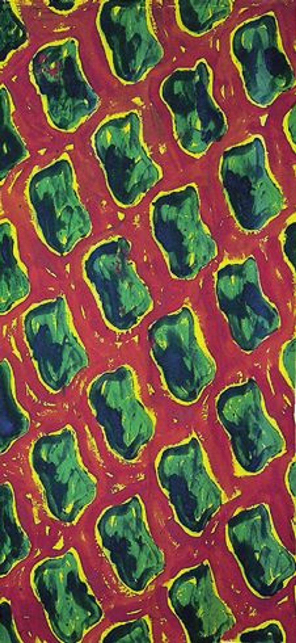 Claude Viallat, Sans titre, 1985, acrylique sur drap. © Claude Viallat