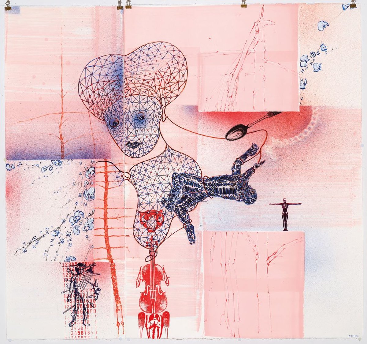 François Morelli, Sans titre (diptyque IV), 2019, encre, acrylique et tampons encreurs sur papier. © François Morelli. Courtesy de Chiguer Art Contemporain