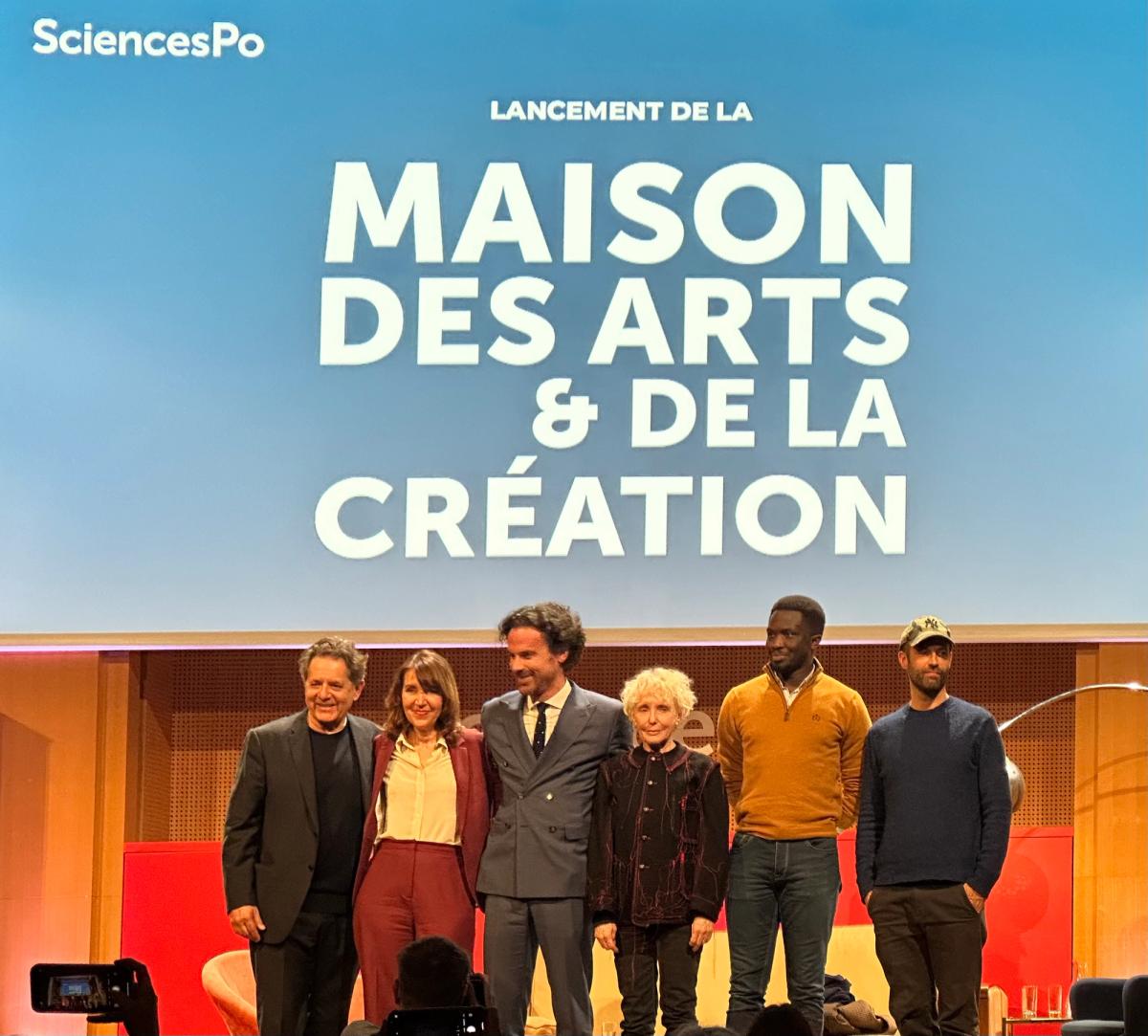 Jean de Loisy, Laurence Bertrand Dorléac, Mathias Vicherat (directeur de Sciences Po), Claire Denis, Mohamed Mbougar Sarr et Benjamin Millepied. Photo : Philippe Régnier