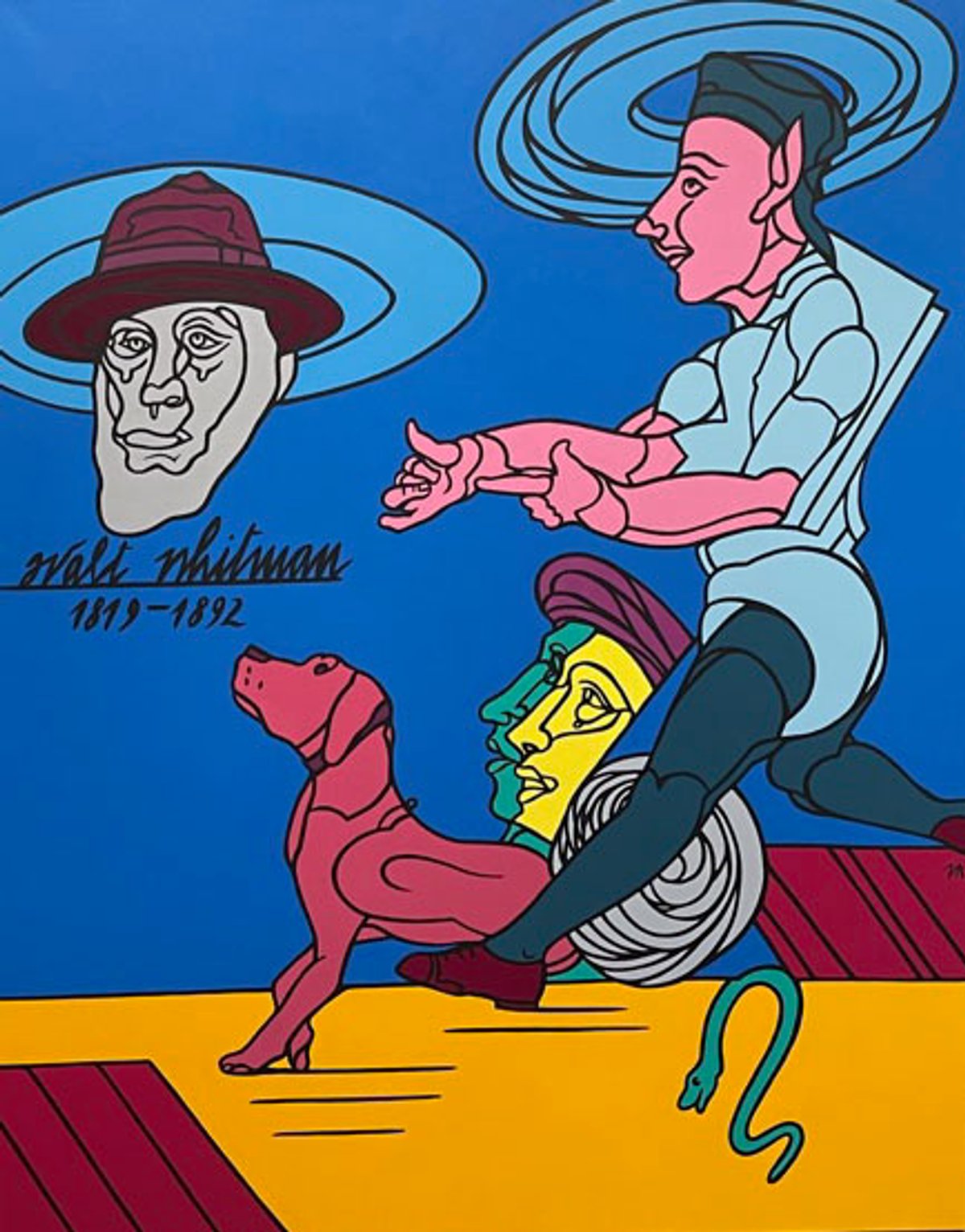 Valerio Adami, Bhutan, da un viaggio in Nepal, 2021, acrylique sur toile. Courtesy Templon, Paris/Bruxelles