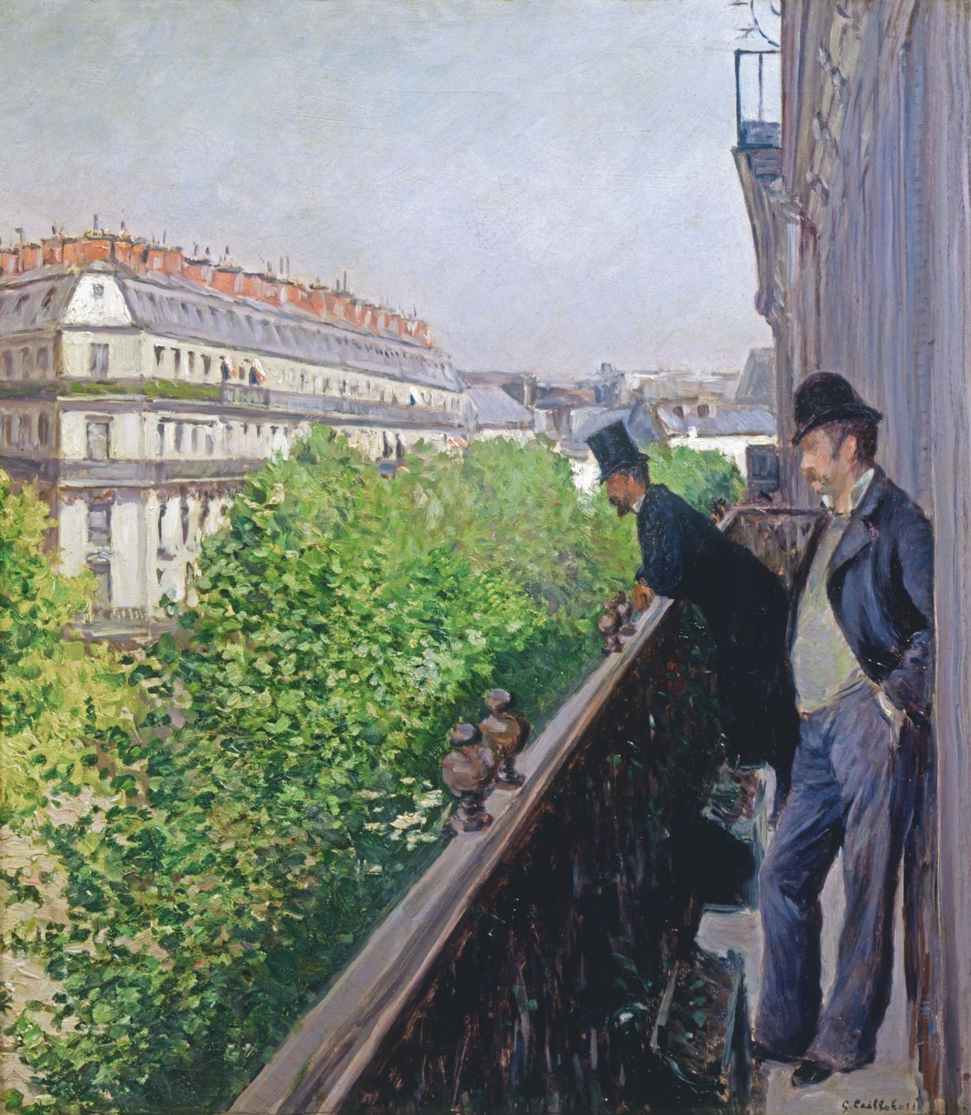 Gustave Caillebotte, Un balcon, boulevard Haussmann, 1880, huile sur toile, collection particulière. Courtesy Fondation Pierre-Gianadda, Martigny.