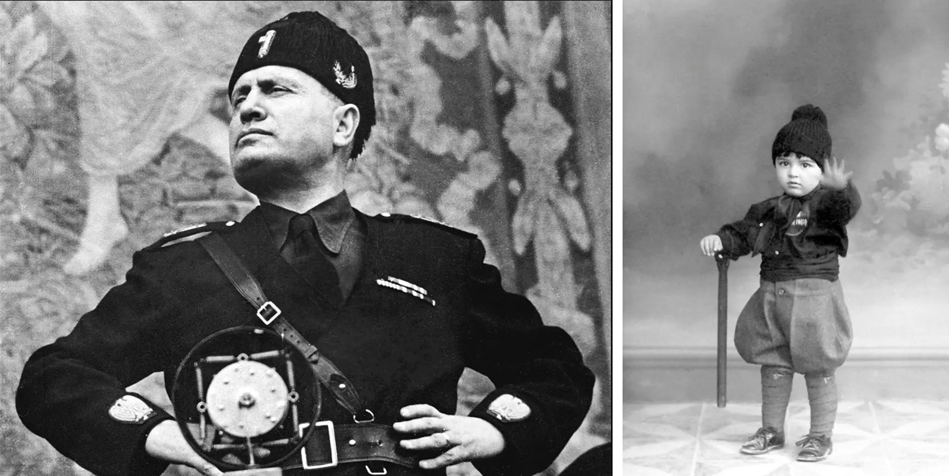 Benito Mussolini (à gauche) a dirigé l'Italie de 1922 à 1943 en tant que chef du parti national fasciste avant d'être assassiné en 1945. Le musée comprendra des photographies et des souvenirs de l'époque fasciste, comme la photo (à droite) d'un garçon vêtu d'un uniforme fasciste.
Photo : Shawshots/Alamy Stock Photo ; Enfant : Centro Studi Rsi