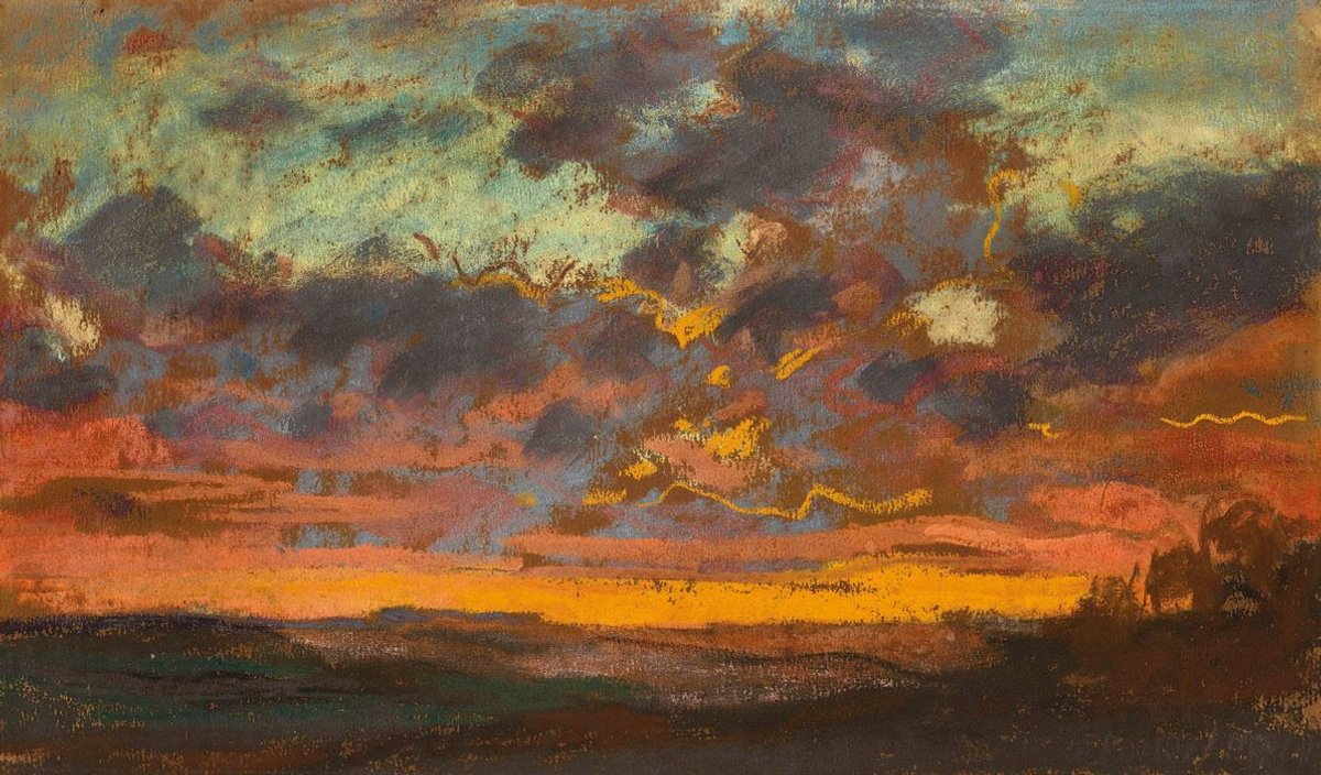 Claude Monet, Coucher de soleil, vers 1868, pastel sur papier, collection particulière. © Christie’s Images Limited