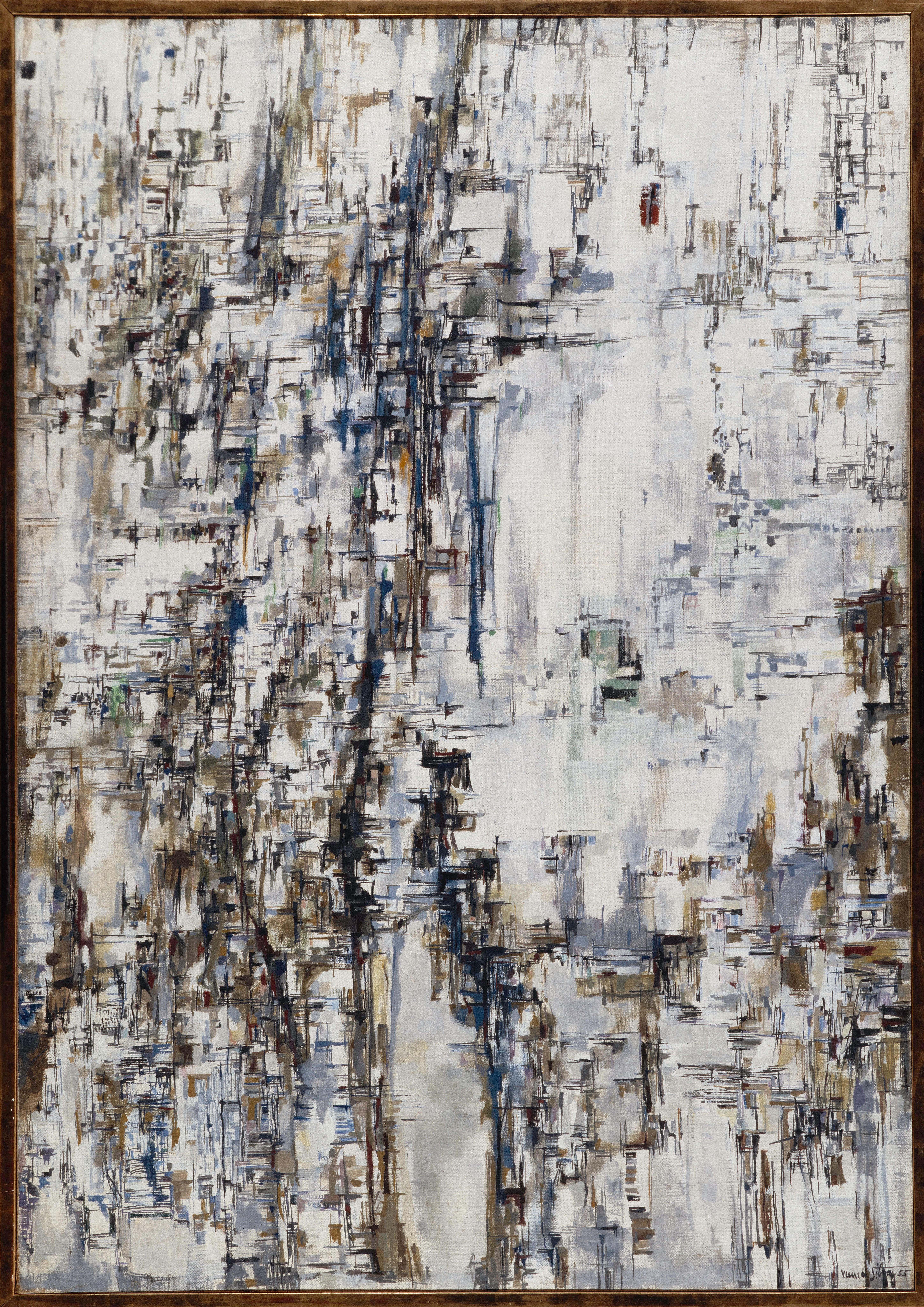 Maria Helena Vieira da Silva, Jardins suspendus, 1955, huile sur toile, 162 x 113,5 cm. Collection Centre Pompidou, Paris/Musée national d’art moderne - Centre de création industrielle. © Adagp, Paris. Photo : Centre Pompidou, MNAM-CCI/Philippe Migeat/Dist. RMN-GP