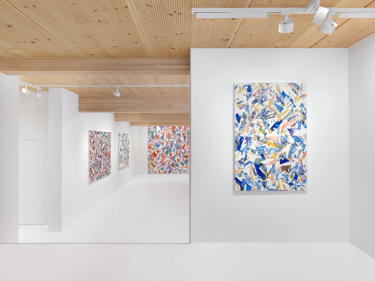 Vue de l’exposition « Simon Hantaï, the last studio », 2026. © Archives Simon Hantaï/Adagp, Paris, 2026. Photo Annik Wetter. Courtesy Gagosian