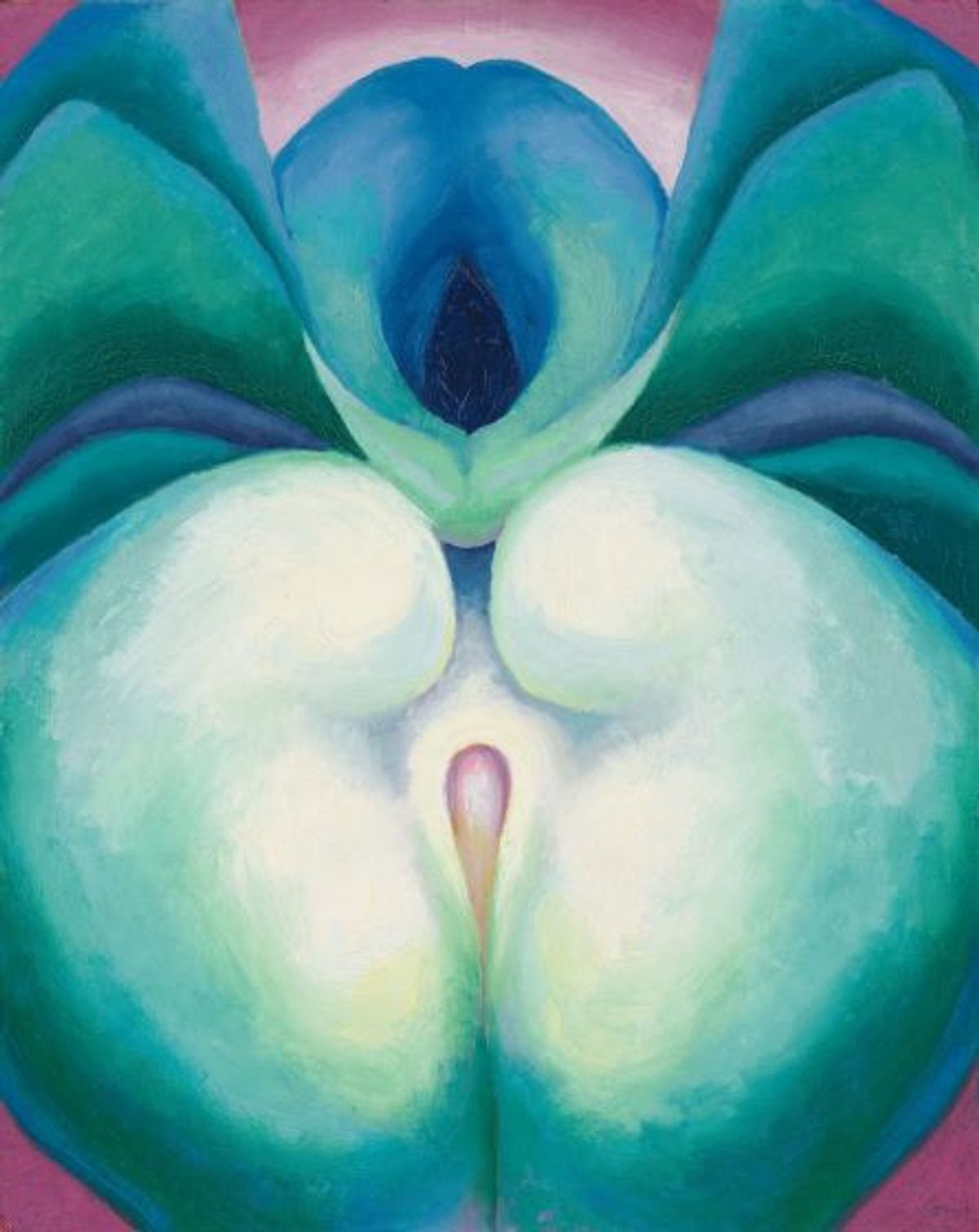 Georgia O’Keeffe, Series I White & Blue Flower Shapes, 1919, huile sur panneau, Georgia O’Keeffe Museum, Santa Fe. Courtesy Georgia O’Keeffe Museum. Photo Tim Nighswander/Imaging4Art