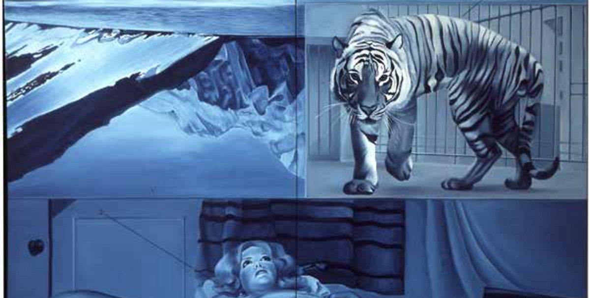 Jacques Monory (1924-2018), Dream Tiger N°5, 1972, huile sur toile, 195 x 228 cm. Crédit : Jacques Monory / Adagp, Paris