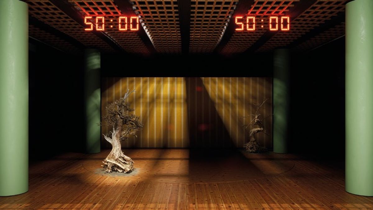 Vue de production de l’installation 30 Blizzards de Helen Marten. © Helen Marten