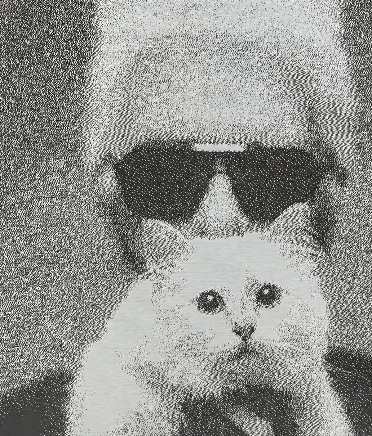 Deux plaques en plexiglas Choupette et Karl, estimation entre 50 et 80 euros.
© Courtesy Sotheby's