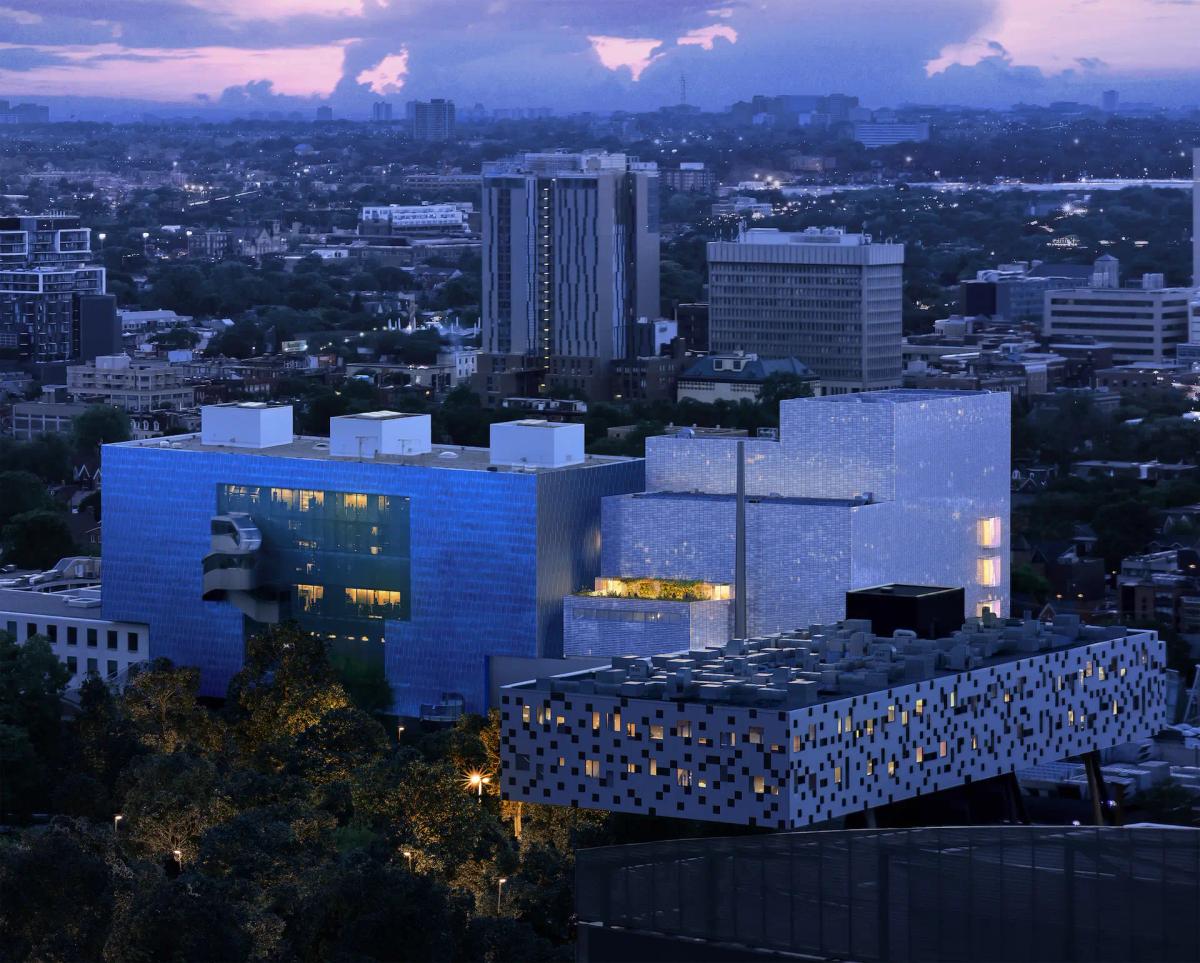 Vue aérienne du projet d'extension de l'Art Gallery of Ontario, avec la Dani Reiss Modern and Contemporary Gallery. Courtesy AGO, Diamond Schmitt, Selldorf Architects, Two Row Architect, Play-Time