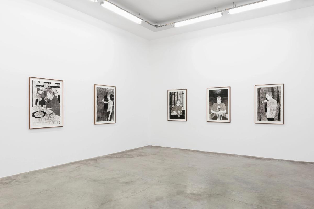 Vue de l’exposition « Hernan Bas, The First and The Last » à la galerie Perrotin, 2024. Photo : Tanguy Beurdeley. Courtesy of the artist and Perrotin