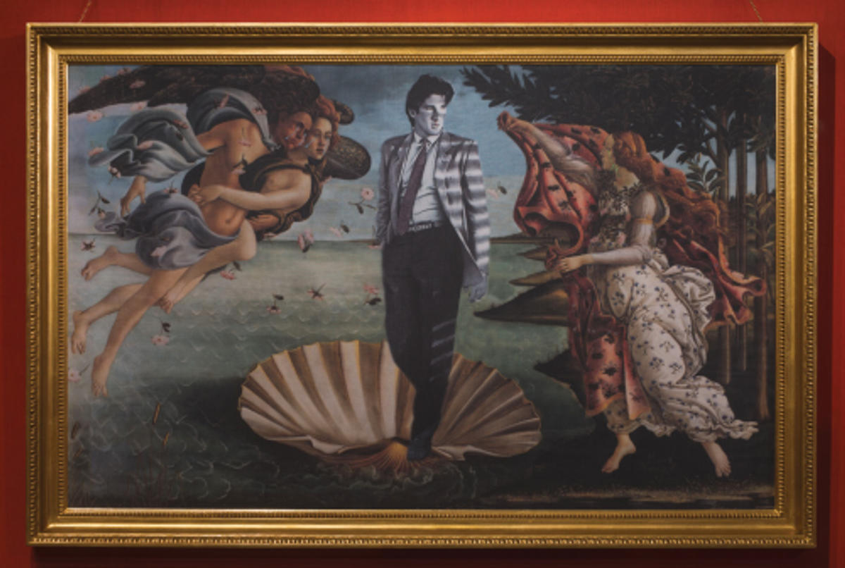Francesco Vezzoli, La Nascita di American Gigolò (After Sandro Botticelli), 2014, impression jet d'encre sur toile et broderie métallique. Courtesy de l'artiste