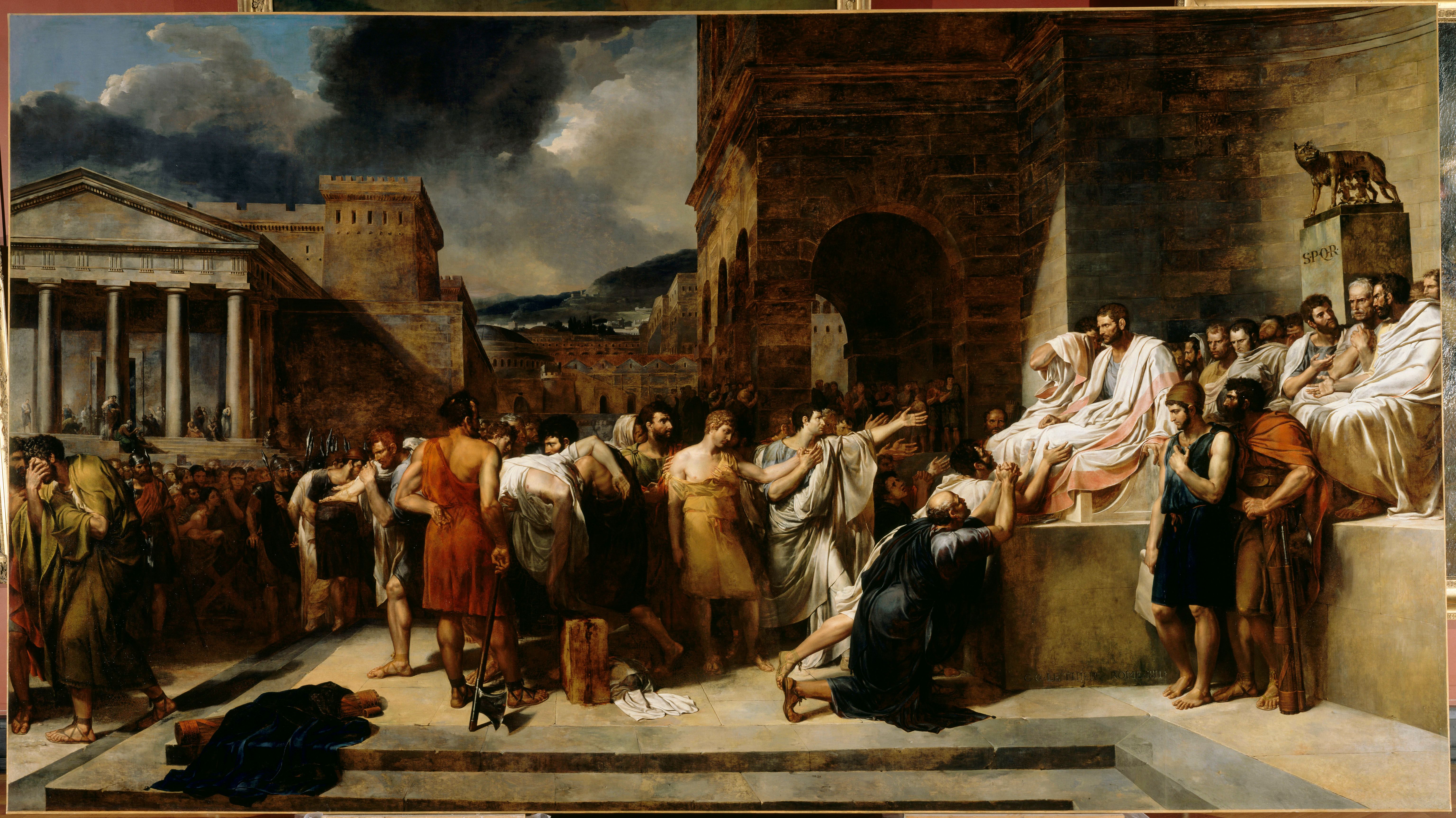 Guillaume Guillon Lethière, Brutus condamnant ses fils à mort, 1788, huile sur toile, Williamstown, Clark Art Institute. © Rmn-GrandPalais/Musée du Louvre