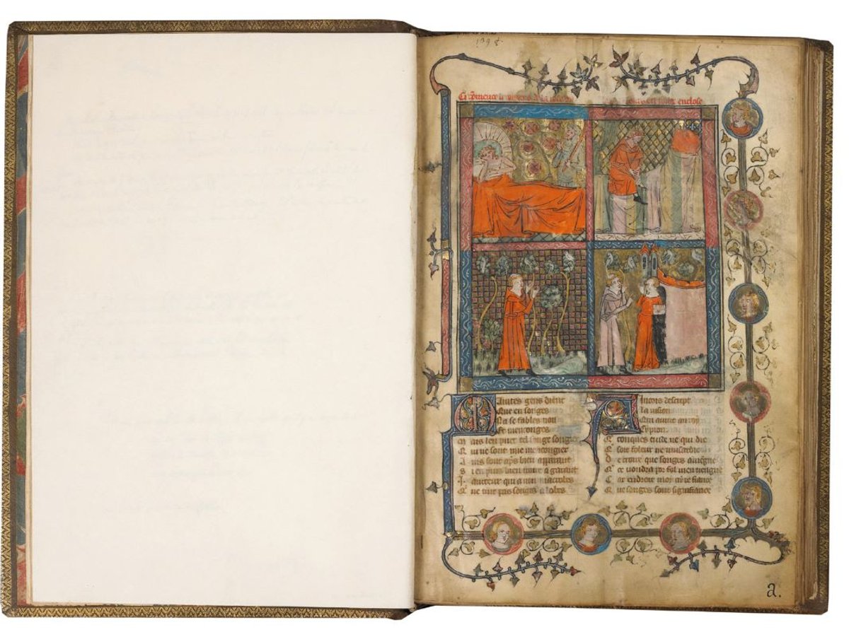 Guillaume de Lorris et Jean de Meung, Le Roman de la Rose, 1350. Courtesy de la librairie Les Enluminures, Paris