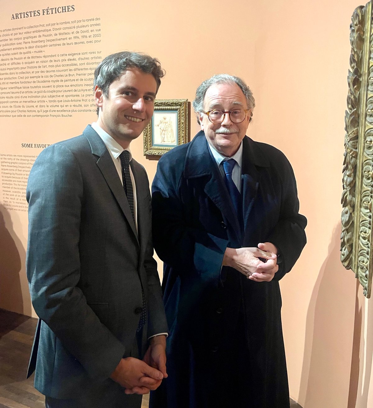 Gabriel Attal, ministre de l’Éducation nationale et de la Jeunesse, et Louis-Antoine Prat au musée des Beaux-Arts d’Orléans le 10 novembre 2023. Photo : Carole Blumenfeld