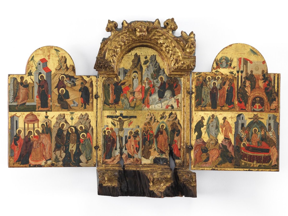 Triptyque, prêtre Stylianos le Crétois, Grèce, vers 1500, 40cm x 62cm.
© Musée du Louvre, Dist. GrandPalaisRmn / Julien Vidal
