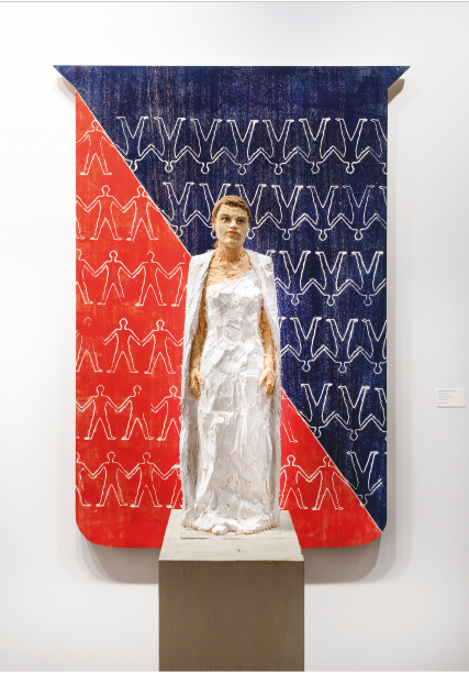 Stephan Balkenhol, sans titre, 2022, bois wawa peint. Courtesy de l’artiste et galerie Nosbaum Reding
