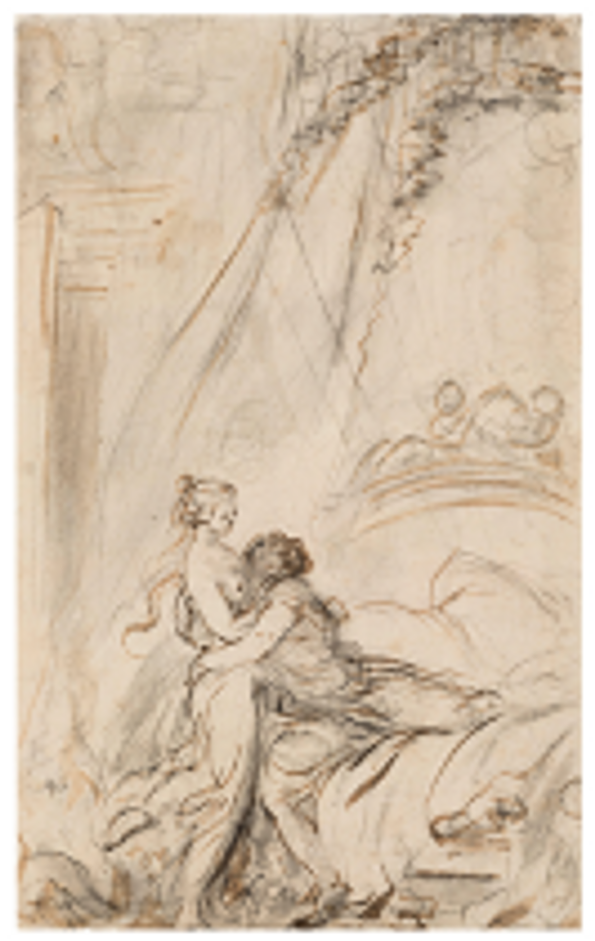 Jean-Honoré Fragonard, Alcine retrouve Roger dans sa chambre, vers 1780. © École des beaux-arts de Paris