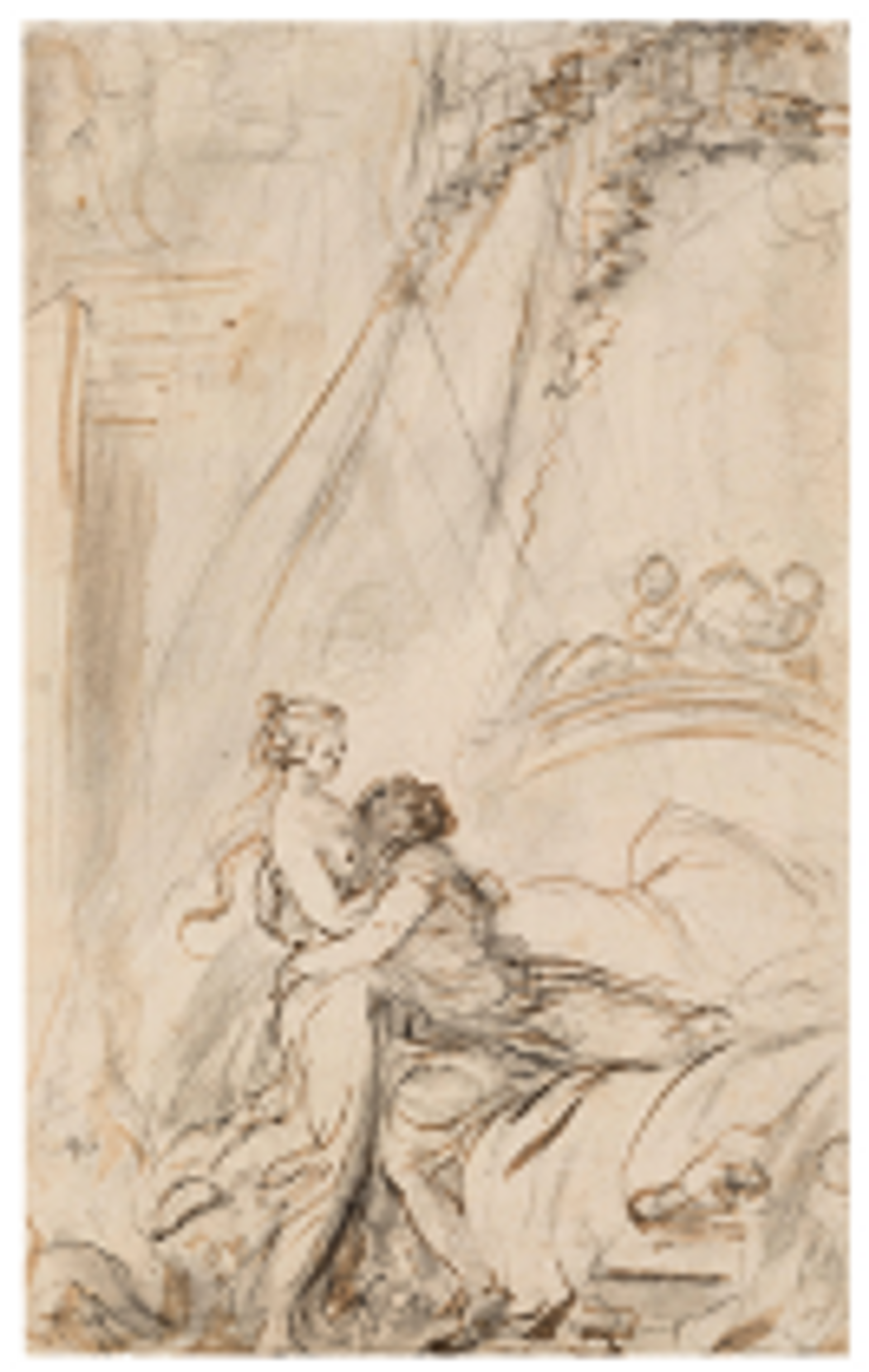 Jean-Honoré Fragonard, Alcine retrouve Roger dans   sa chambre, vers 1780. © École des beaux-arts de Paris