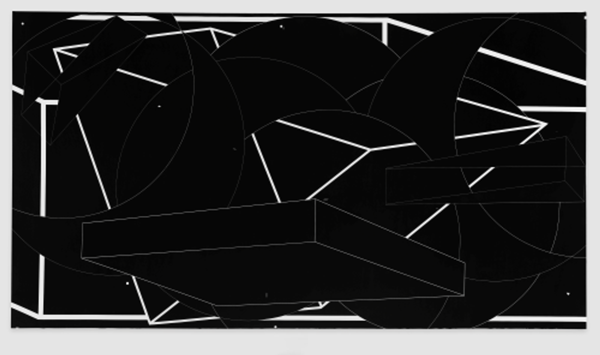 Al Held, Black Nile VII, 1974, acrylique sur toile. © Al Held Foundation, Inc. Courtesy de White Cube. Photo Christopher Burke