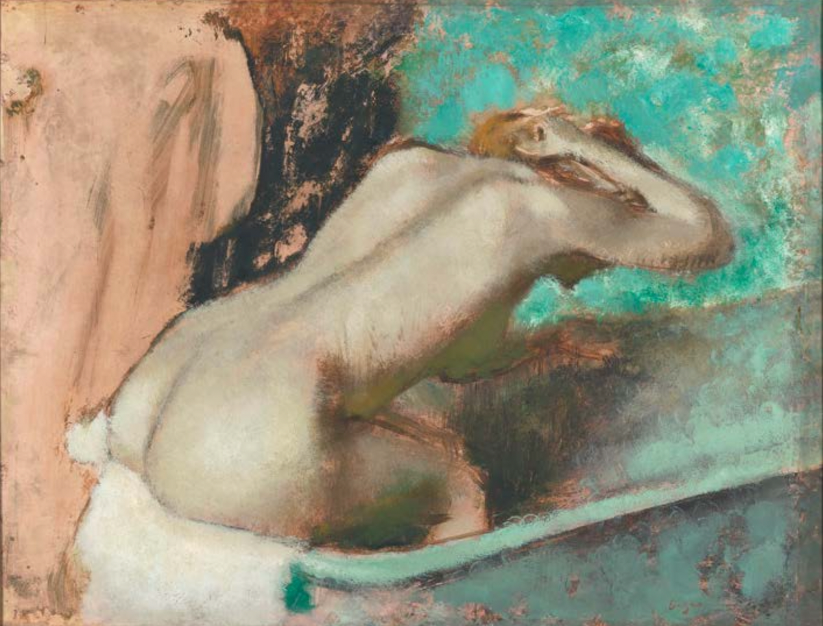 Edgar Degas, Femme assise sur le bord d’une baignoire et s’épongeant le cou, 1880-1895, peinture à l’huile et à l’essence sur papier marouflé sur toile, musée d’Orsay, Paris.

© Musée d’Orsay, dist. RMN-Grand Palais/ Hervé Lewandowski