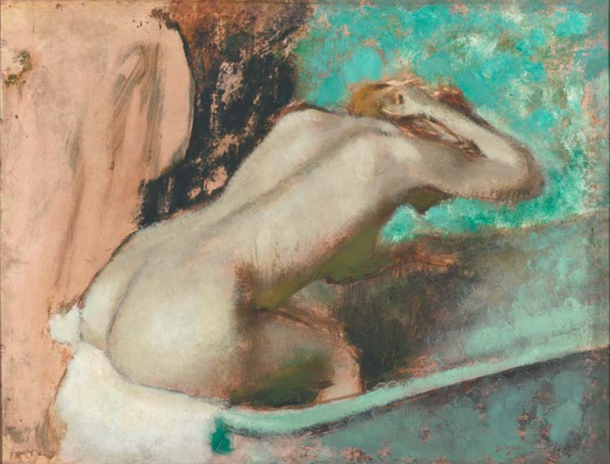 Edgar Degas, Femme assise sur le bord d’une baignoire et s’épongeant le cou, 1880-1895, peinture à l’huile et à l’essence sur papier marouflé sur toile, musée d’Orsay, Paris.
© Musée d’Orsay, dist. RMN-Grand Palais/ Hervé Lewandowski