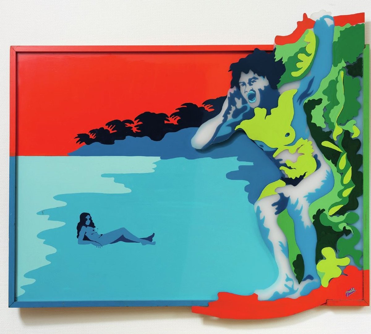 Evelyne Axell, L’Appel, 1972, émail sur Plexiglas, Formica, bois et cadre peint, collection Philippe Axell. © Evelyne Axell. Photo Paul Louis