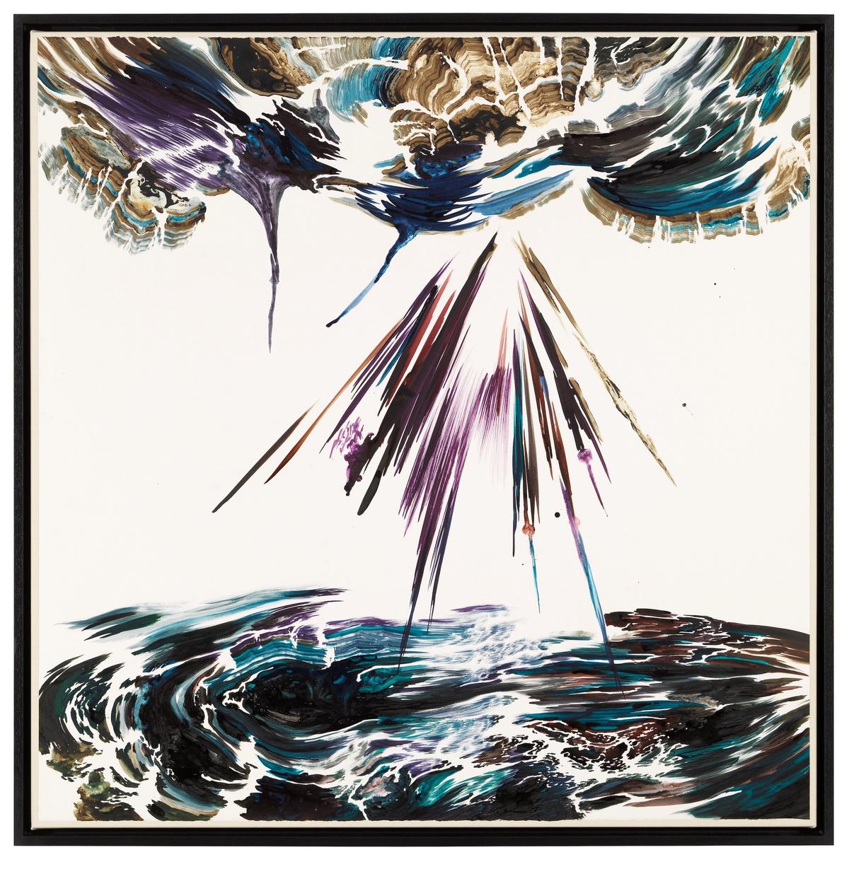 Abdelkader Benchamma, Géologie des déluges, 2023, encre sur papier
marouflé sur toile. © Abdelkader Benchamma et Galerie Templon. Photo Laurent Weigel