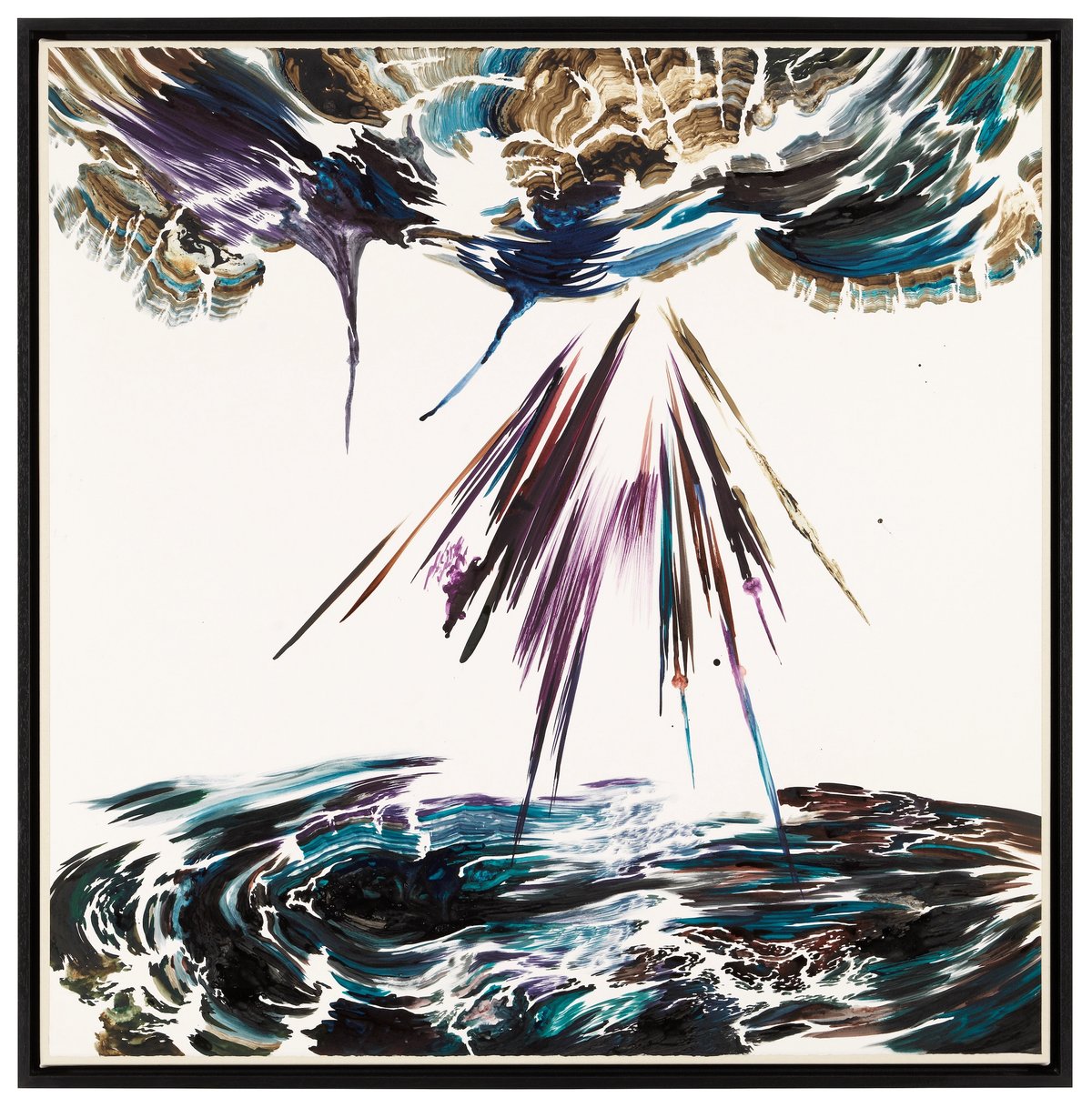 Abdelkader Benchamma, Géologie des déluges, 2023, encre sur papier
marouflé sur toile. © Abdelkader Benchamma et Galerie Templon. Photo Laurent Weigel