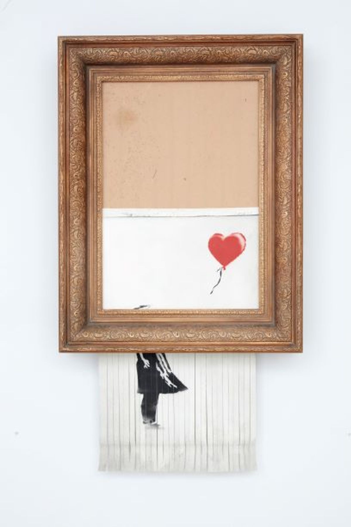 Banksy, Love is in the Bin, 2018, spray et acrylique sur toile montée sur panneau. © Sotheby’s