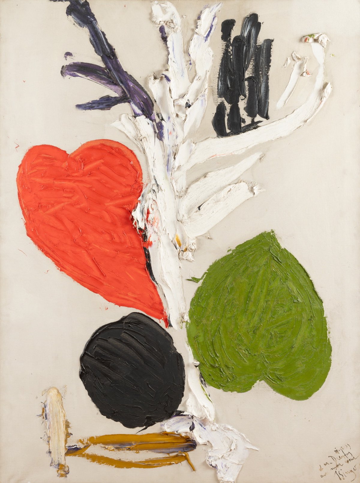 Thanos Tsingos, L’arbre, 1959, huile sur toile, signée avec un envoi et datée en bas à droite, 130 x 98 cm. Courtesy Ulysse & Victor.